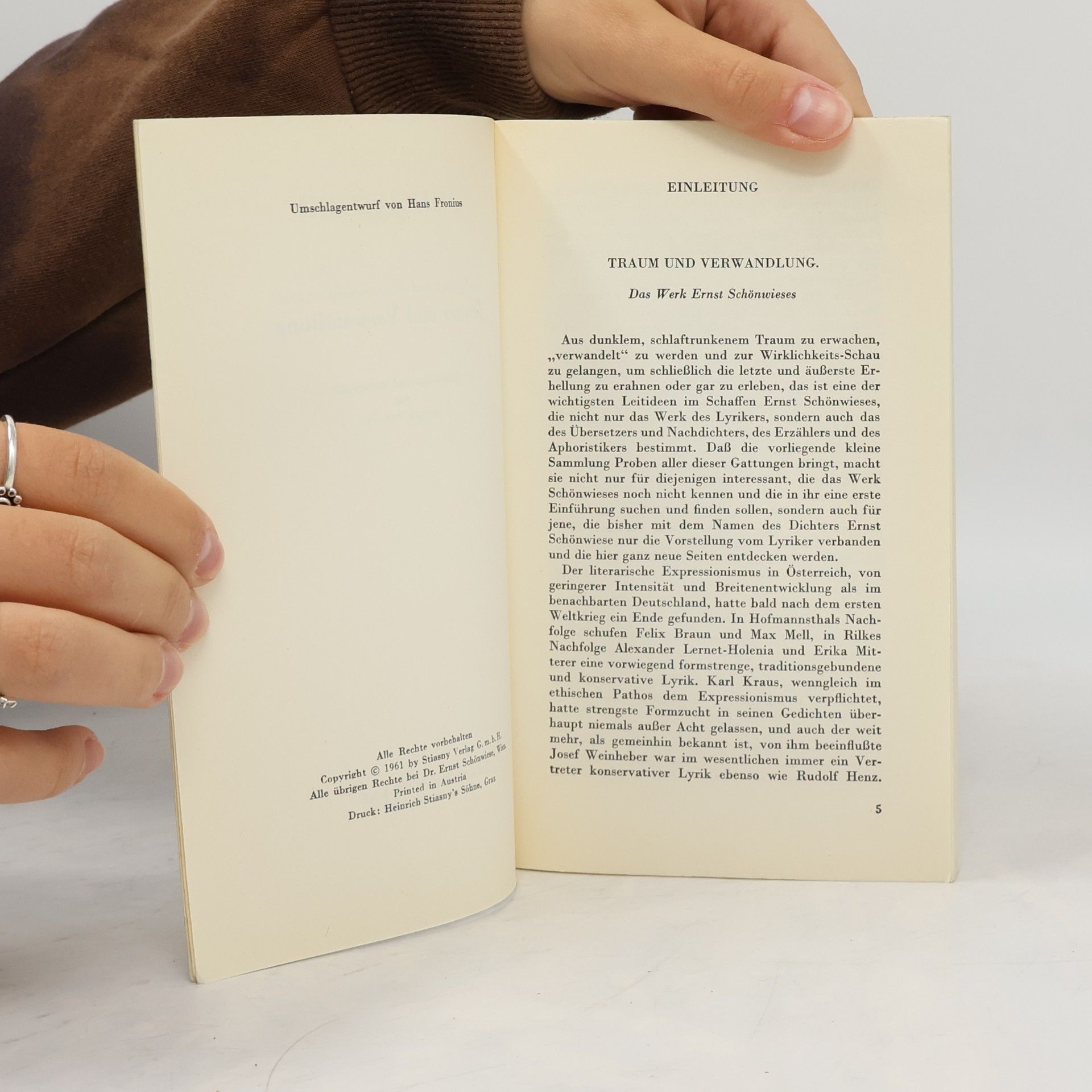 Ernst Schönwiese Traum und Verwandlung