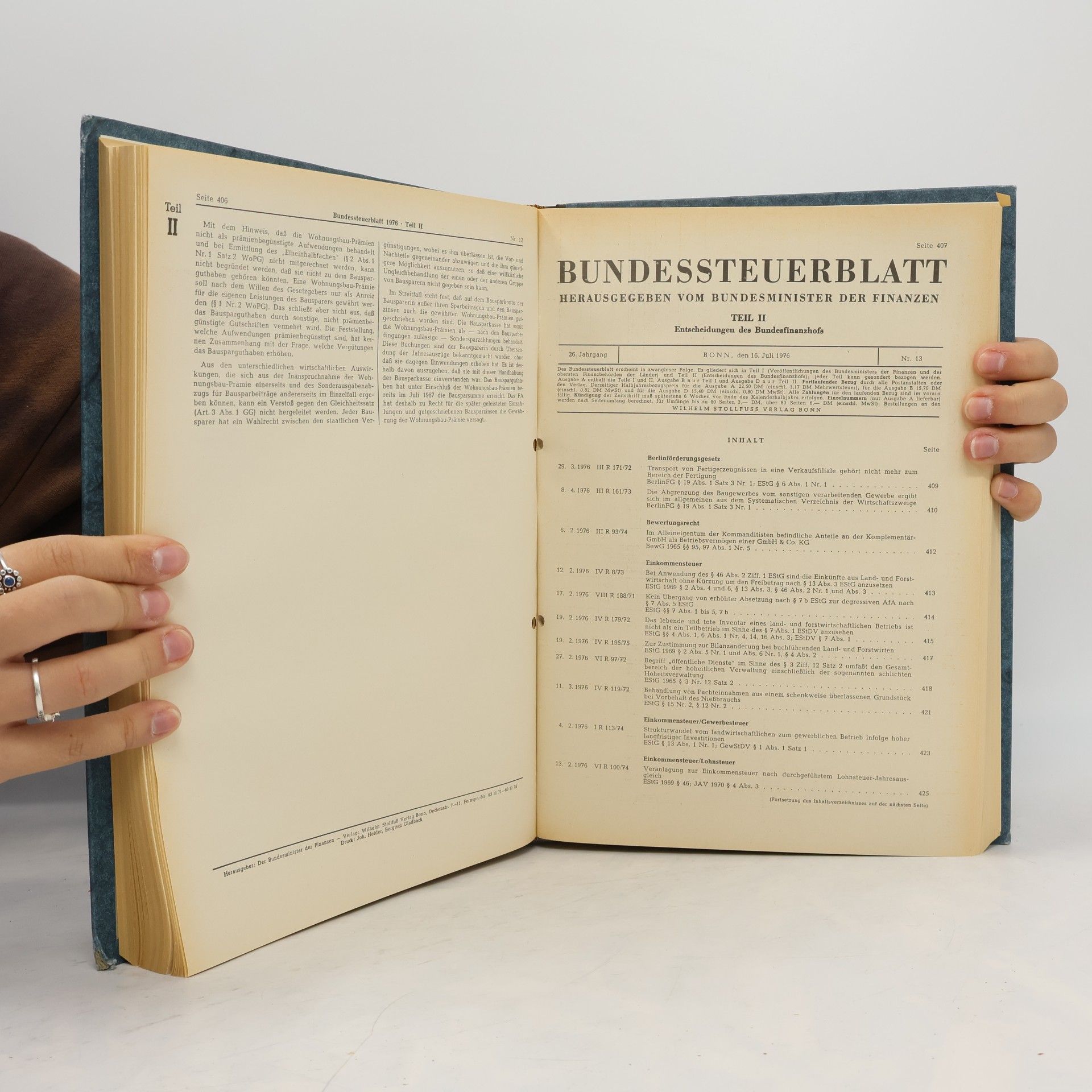 Bundesminister Der Finanzen Bundessteuerblatt. Teil II