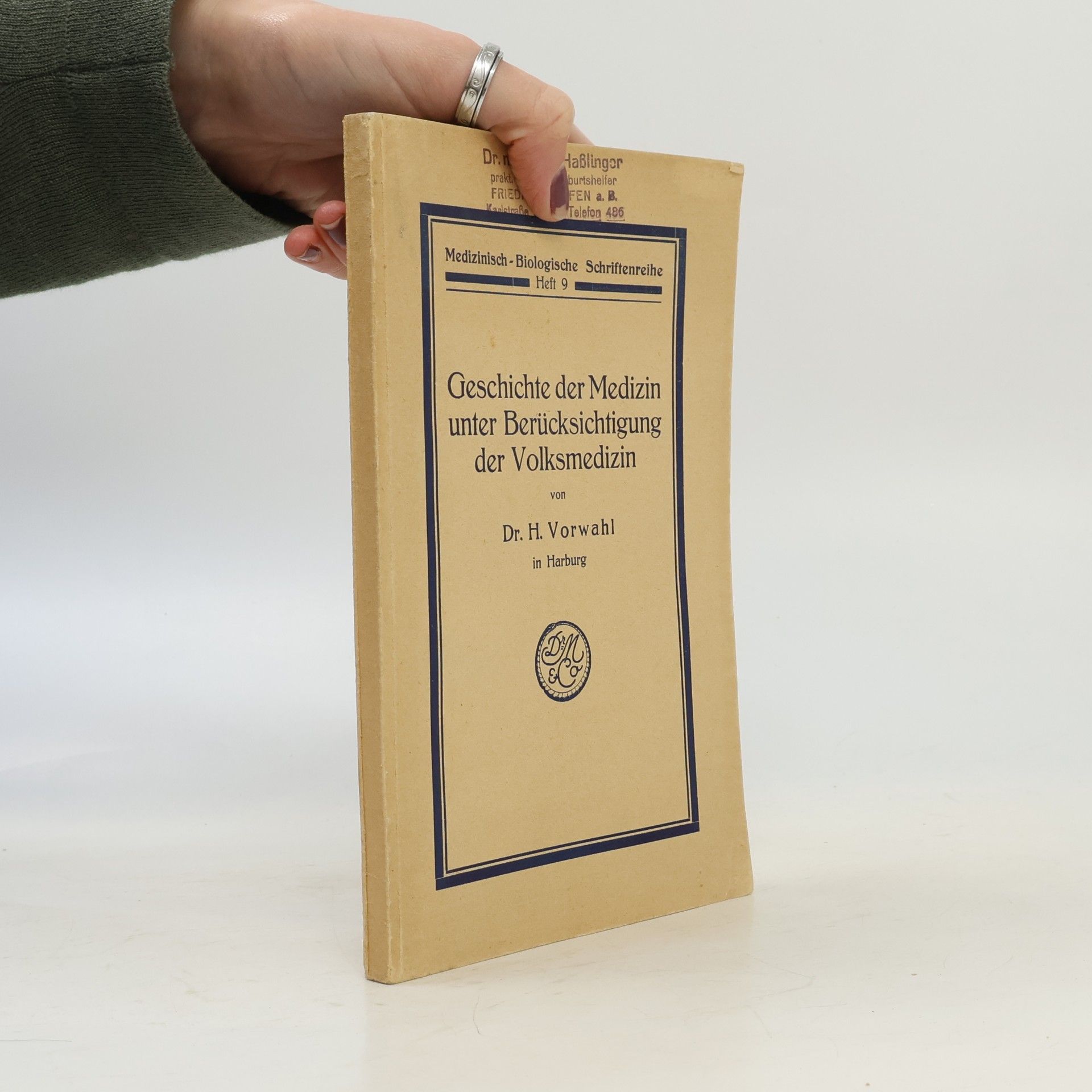 Heinrich Vorwahl Geschichte der Medizin unter Berücksichtigung der Volksmedizin