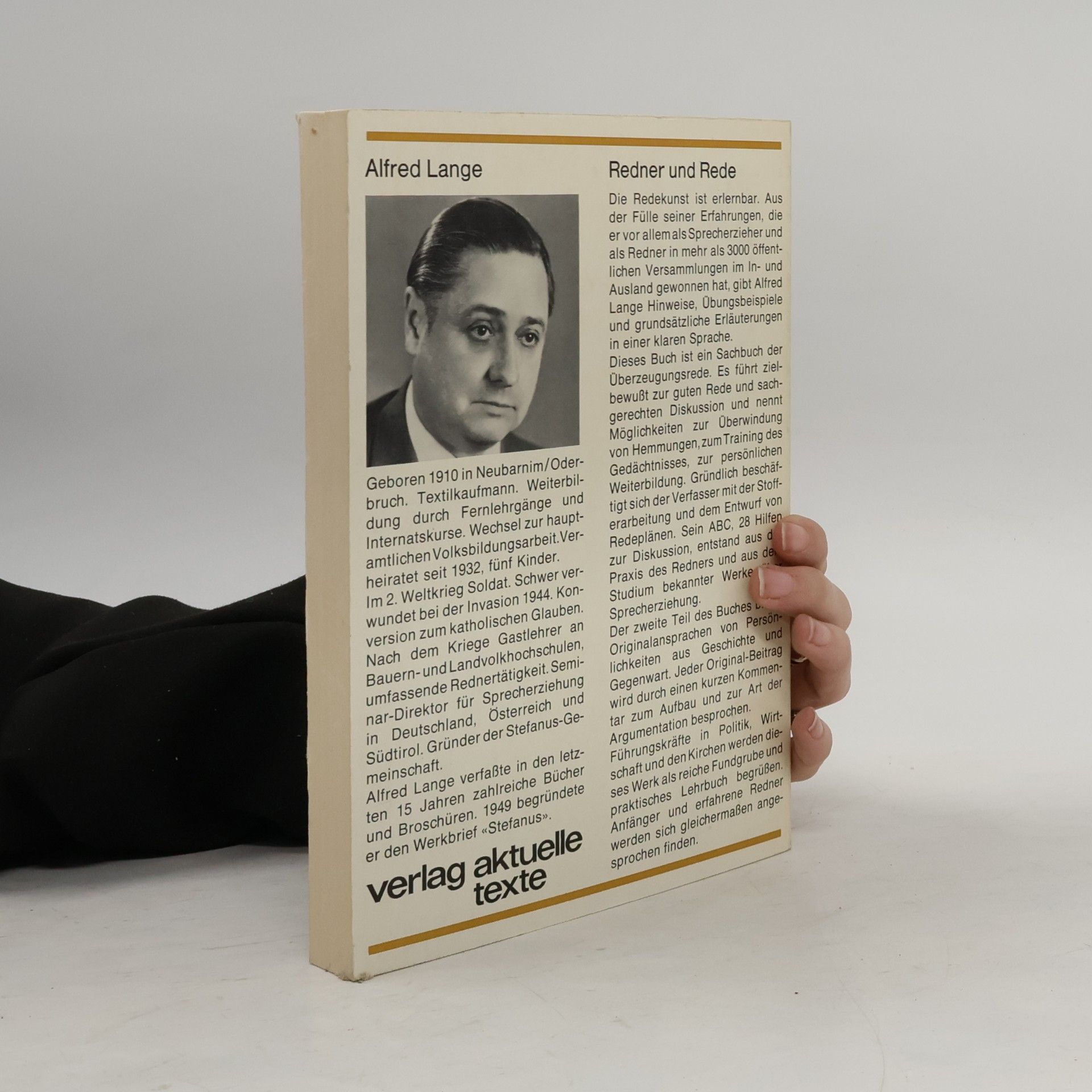 Alfred Lange Redner und Rede