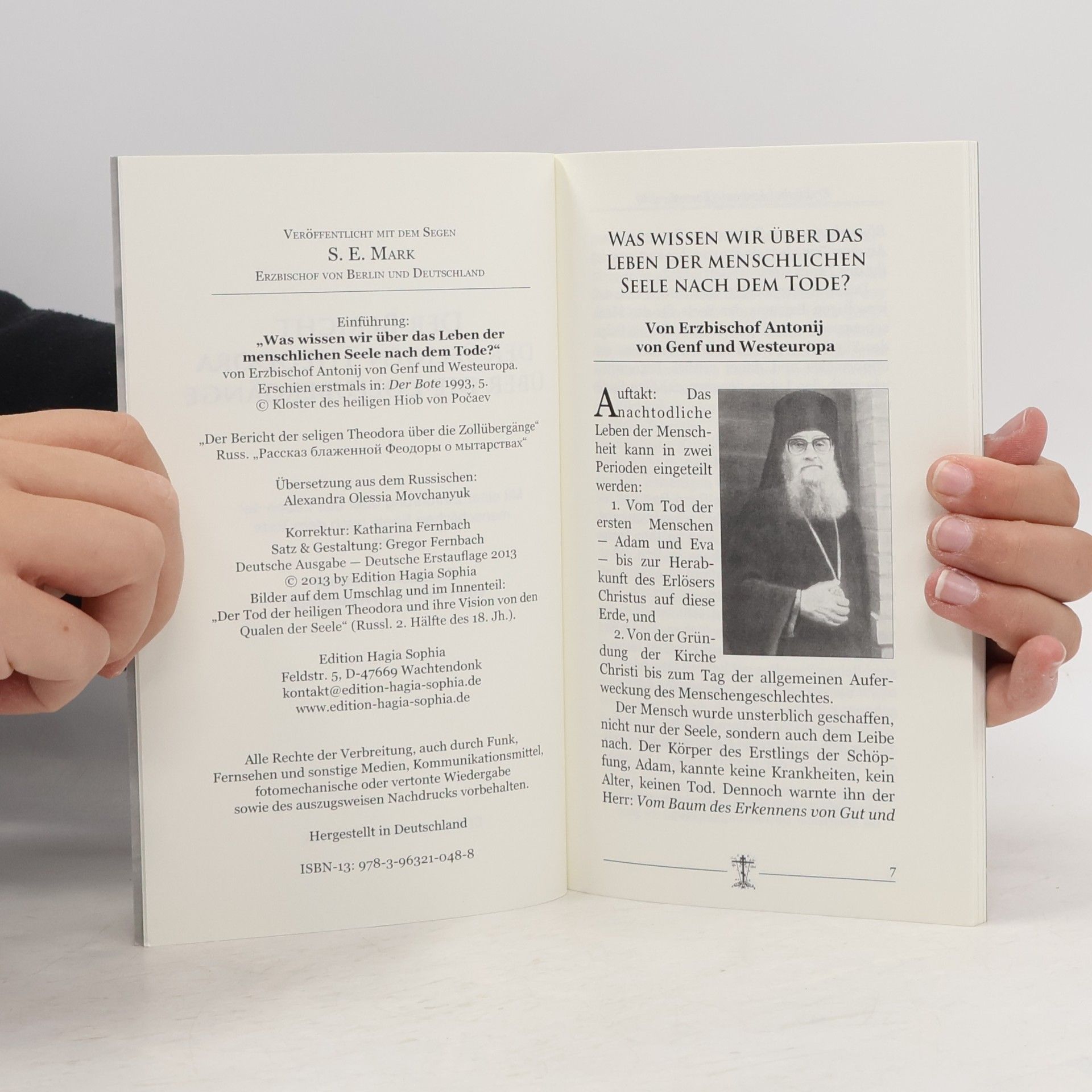 Erzbischof Antonij von Genf und Westeuropa Der Bericht der seligen Theodora über die Zollübergänge: Mit einem Essay über das Leben der menschlichen Seele nach dem Tode von Erzbischof Antonij von Genf und Westeuropa.