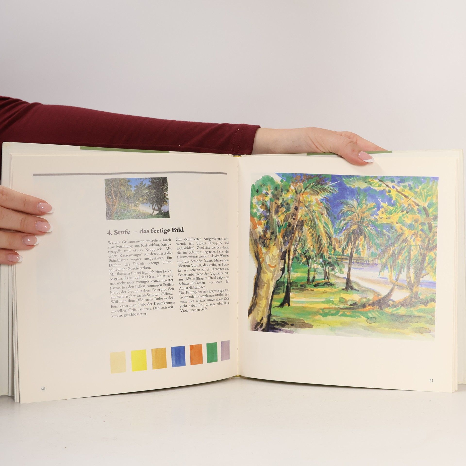 Angelika Khan-Leonhard Aquarellmalerei im Stil von Paul Gauguin
