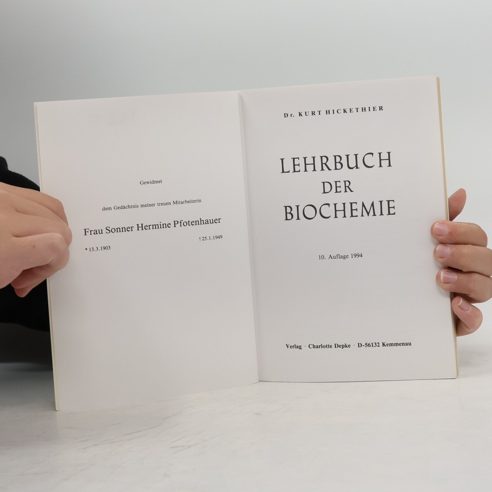 Kurt Hickethier Lehrbuch der Biochemie