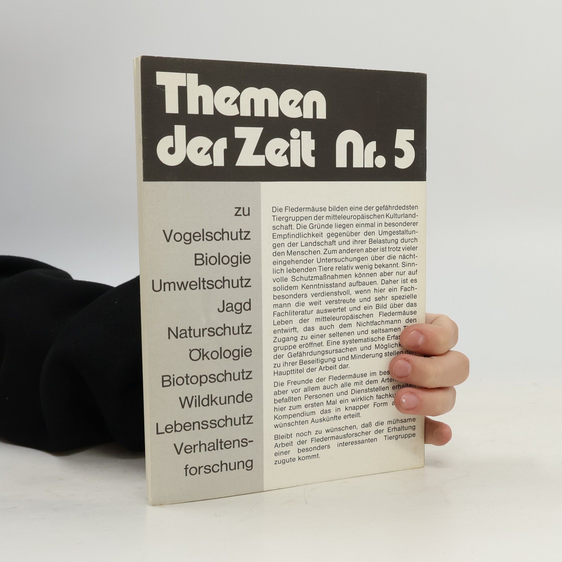 Josef Blab Themen der Zeit - 5: Grundlagen für ein Fledermaus-Hilfsprogramm
