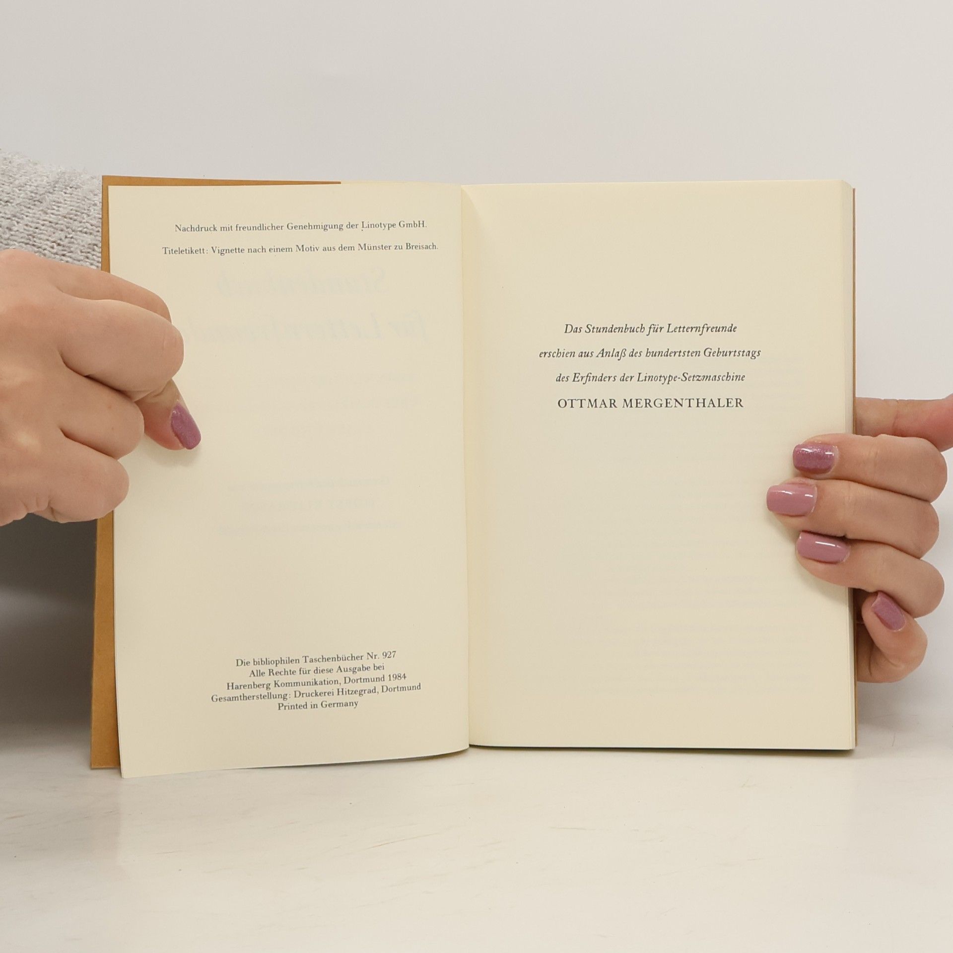 Horst Kliemann Stundenbuch für Letternfreunde