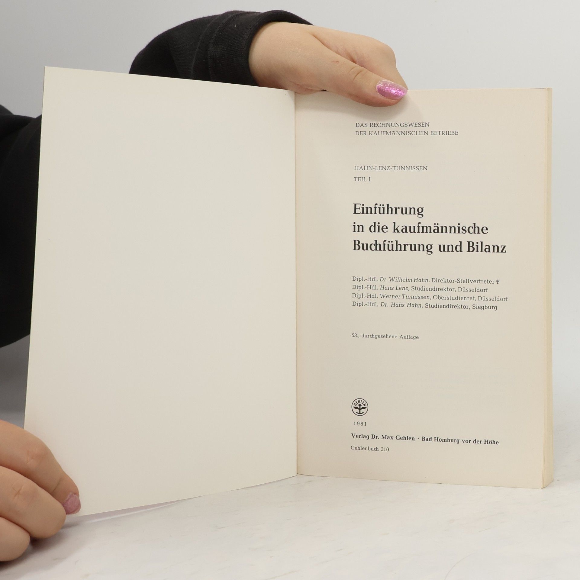 Wilhelm Hahn Einführung in die kaufmännische Buchführung und Bilanz