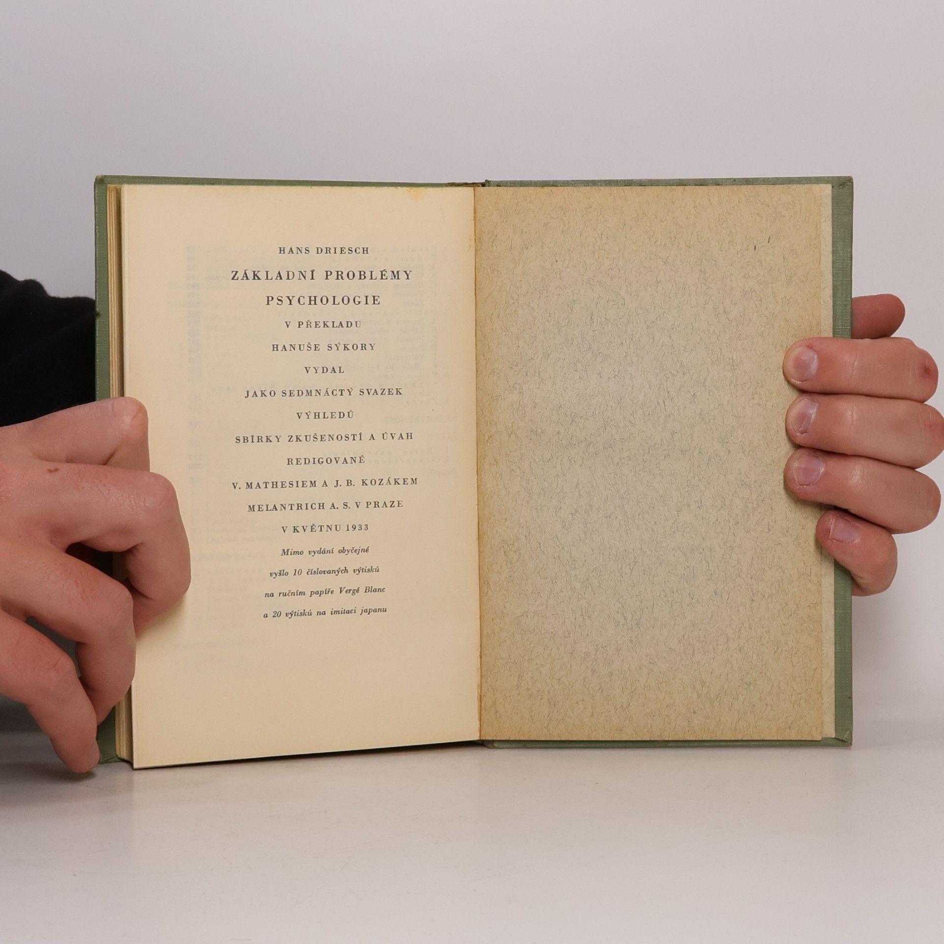 Hans Adolf Eduard Driesch Základní problémy psychologie