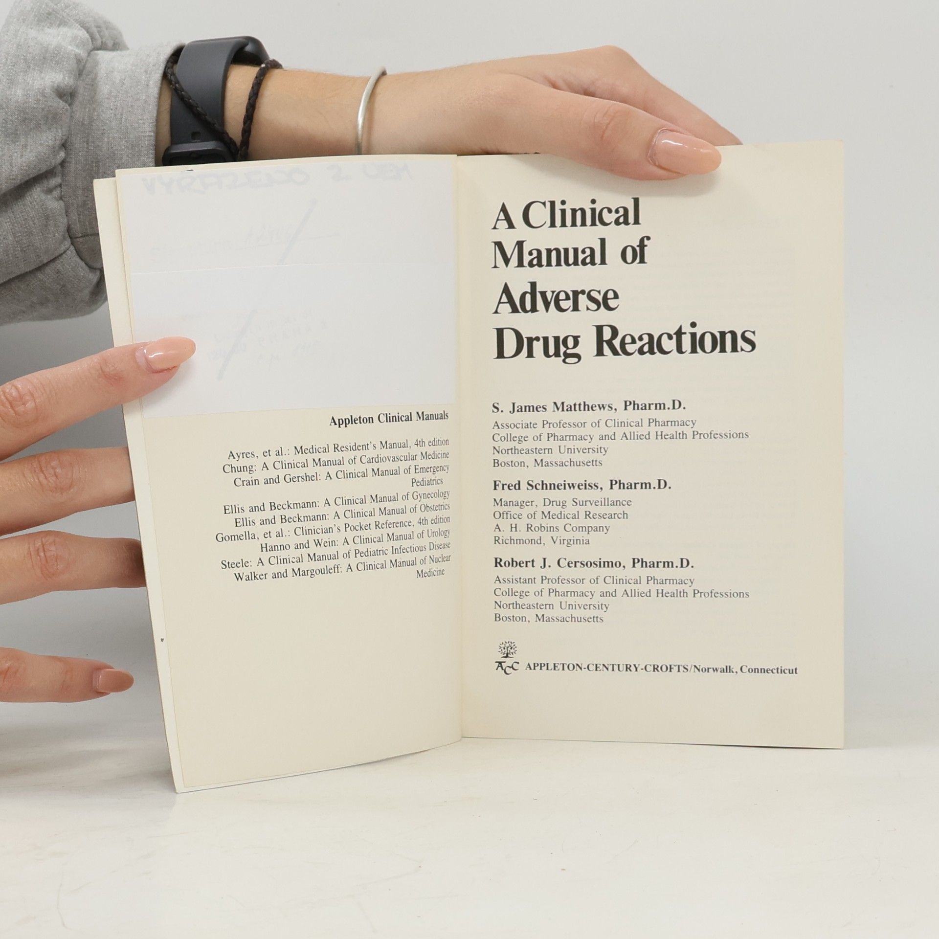 S. James Matthews Appleton Clinical Manual: A Clinical Manual of Adverse Drug Reactions