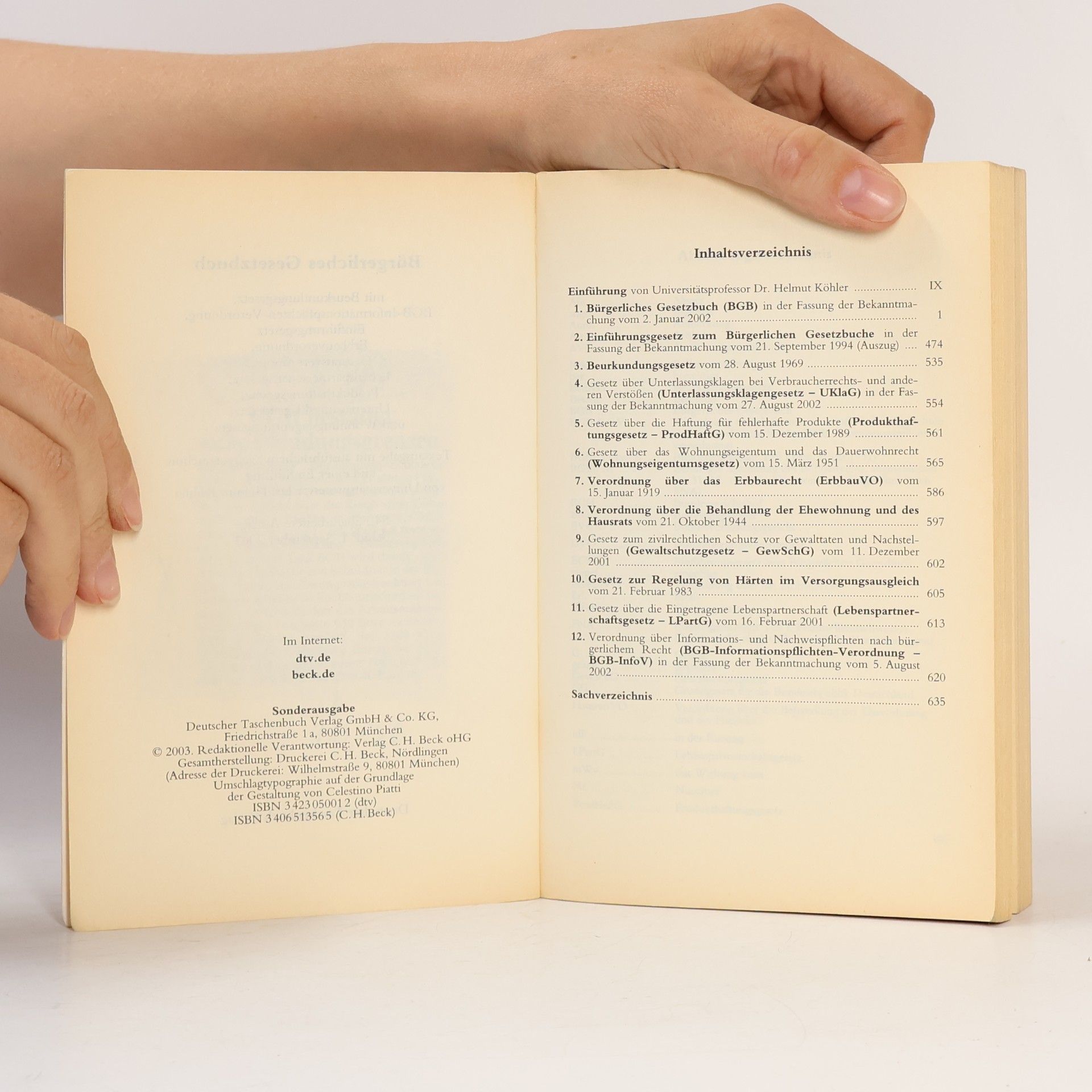 Helmut Köhler BGB Bürgerliches Gesetzbuch