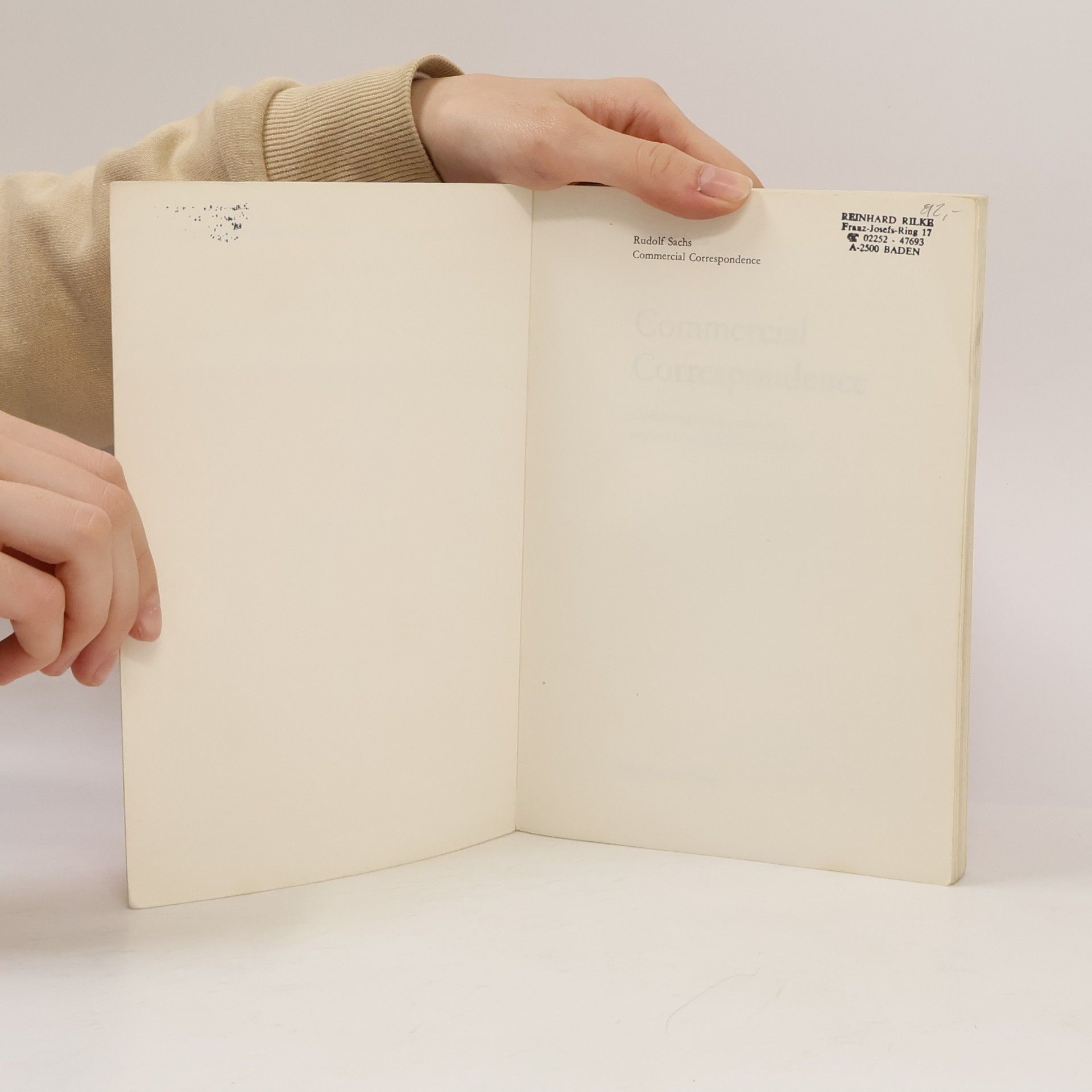 Rudolf Sachs Commercial Correspondence. Einführung in die moderne englische Handelskorrespondenz