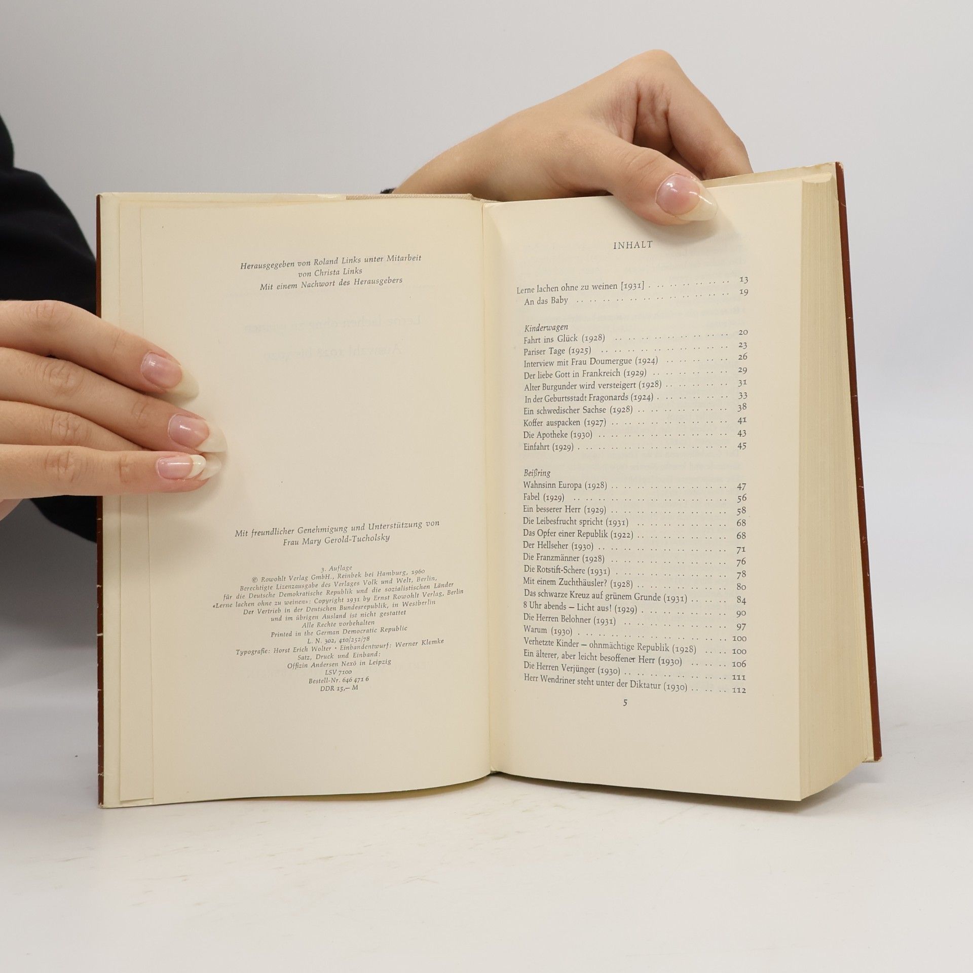 Kurt Tucholsky Lerne lachen ohne zu weinen. Auswahl 1928 bis 1929