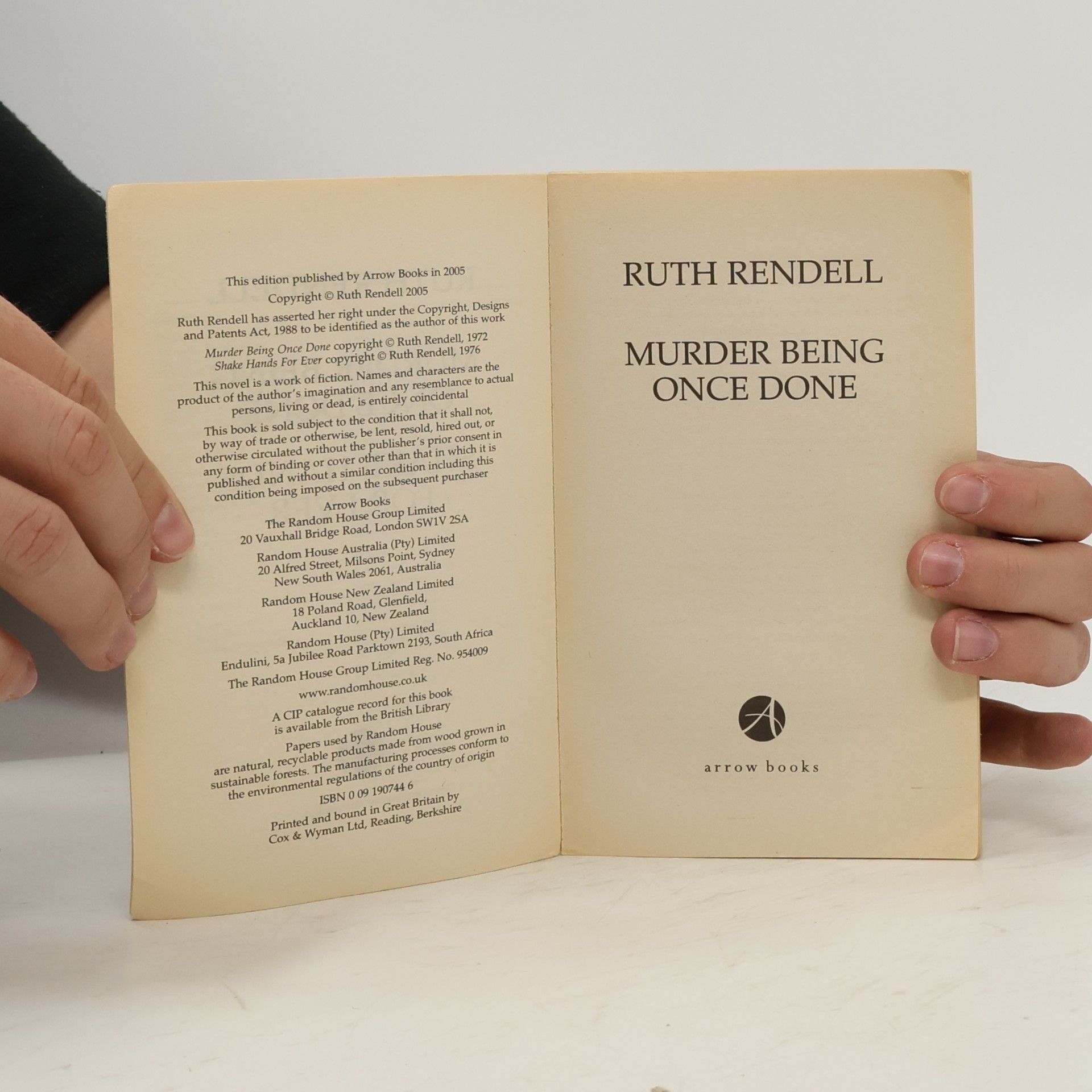 Ruth Rendell Murder Being Once Done / Shake Hands Forever: Two Bestsellers in One Volume