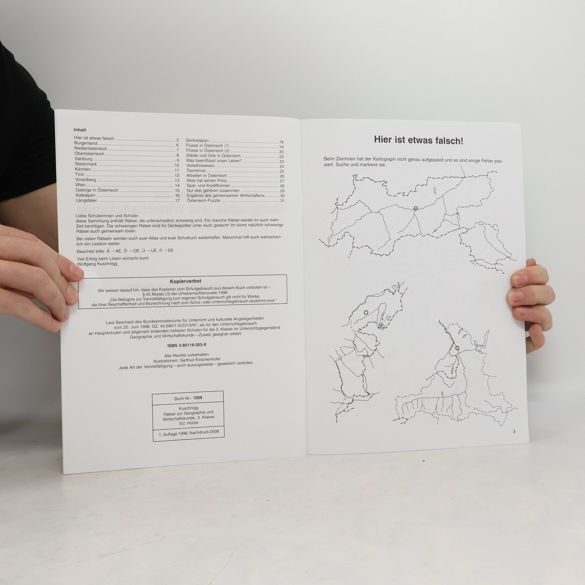 Wolfgang Kuschnigg Rätsel zur Geographie und Wirtschaftskunde, 3. Klasse