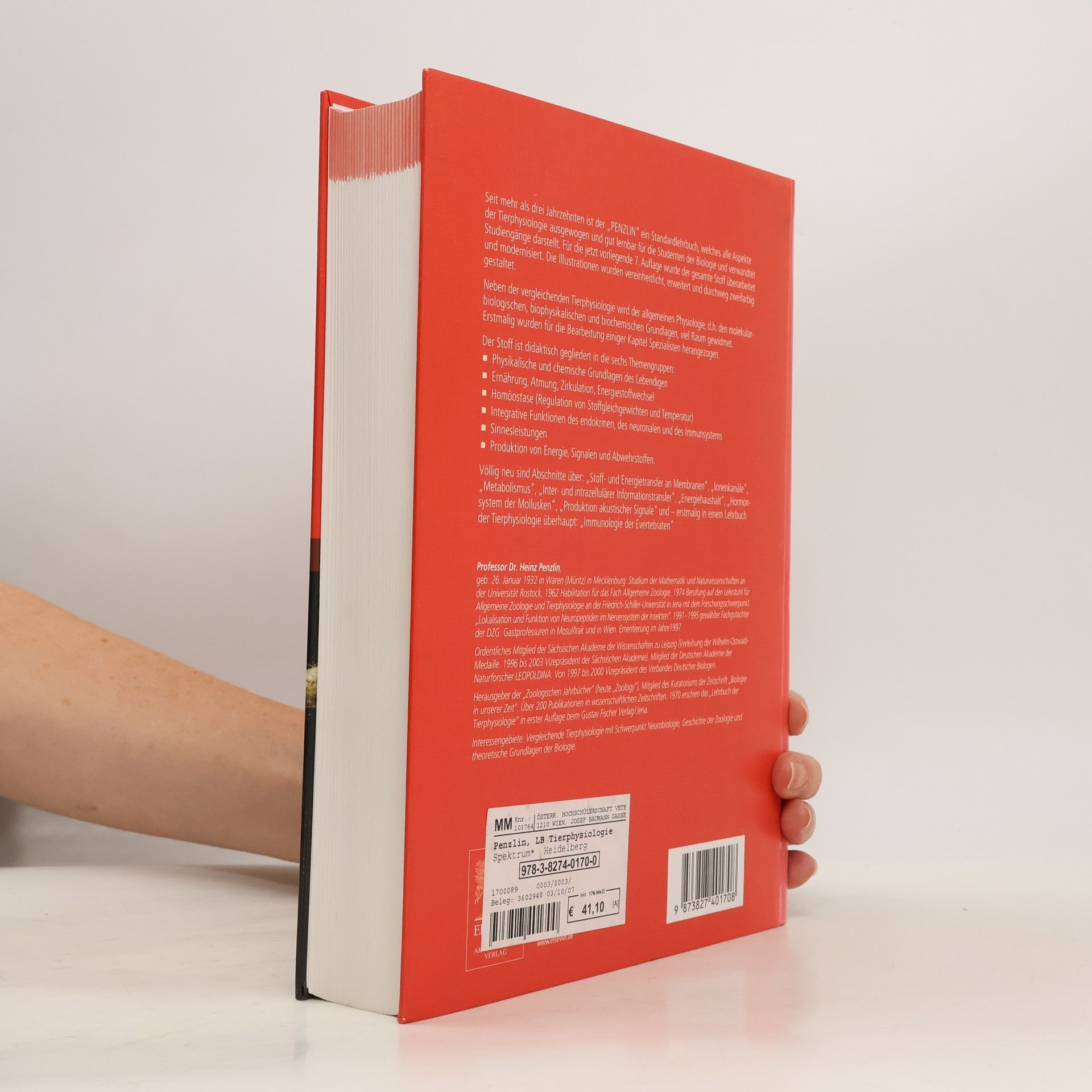 Heinz Penzlin Lehrbuch der Tierphysiologie