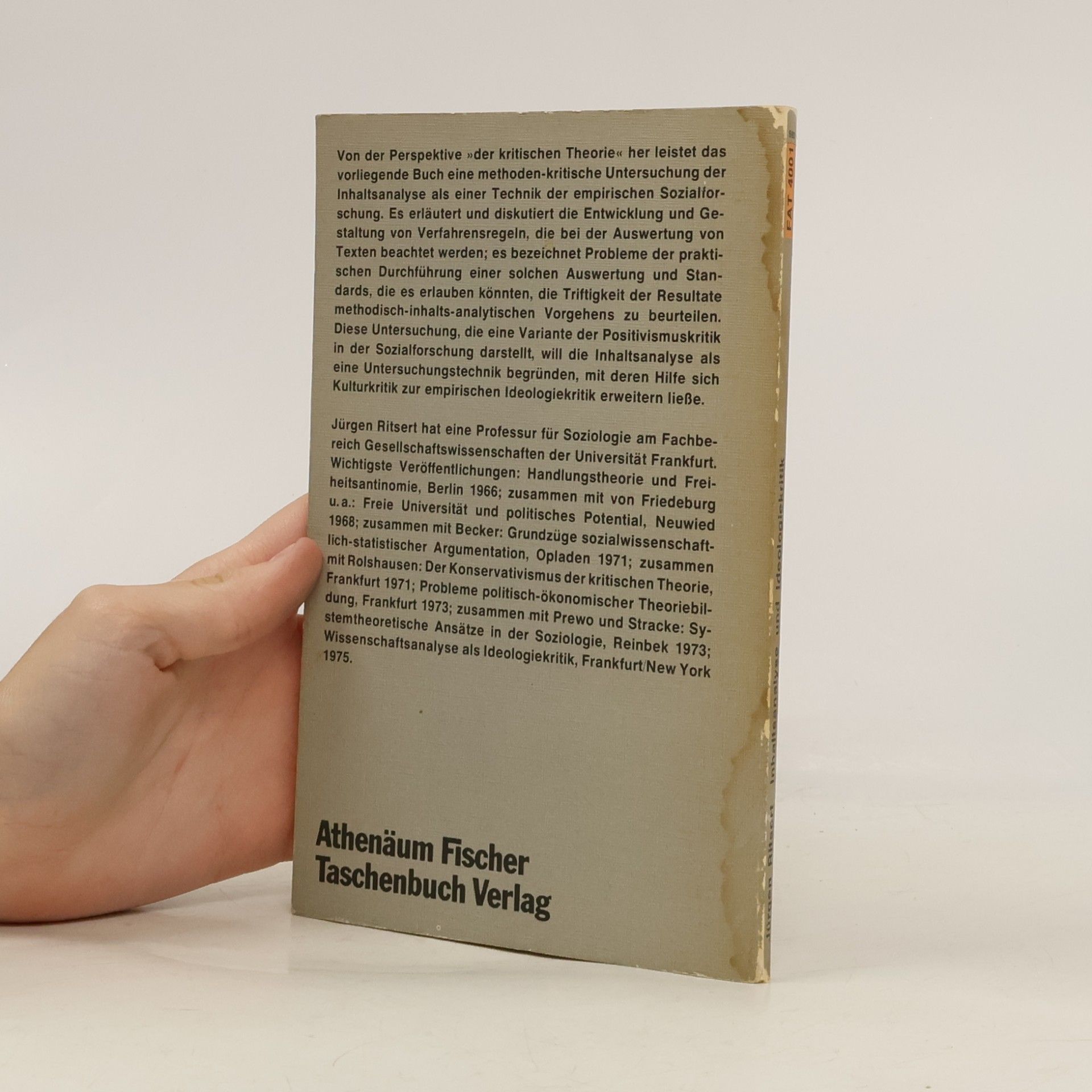 Jürgen Ritsert Inhaltsanalyse und Ideologiekritik