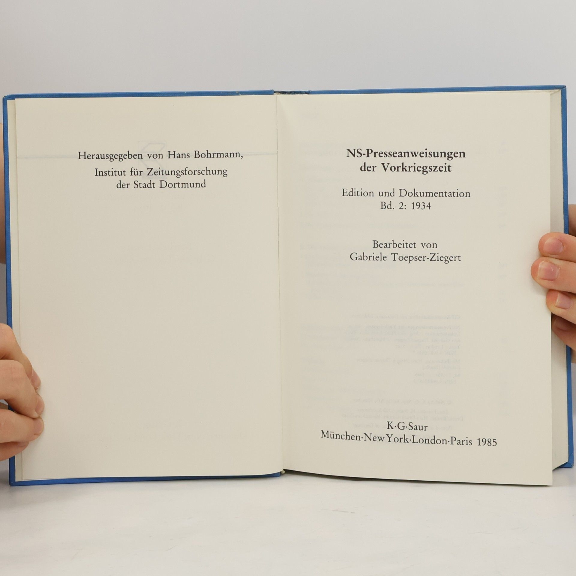Hans Bohrmann NS-Presseanweisungen der Vorkriegszeit, 1934