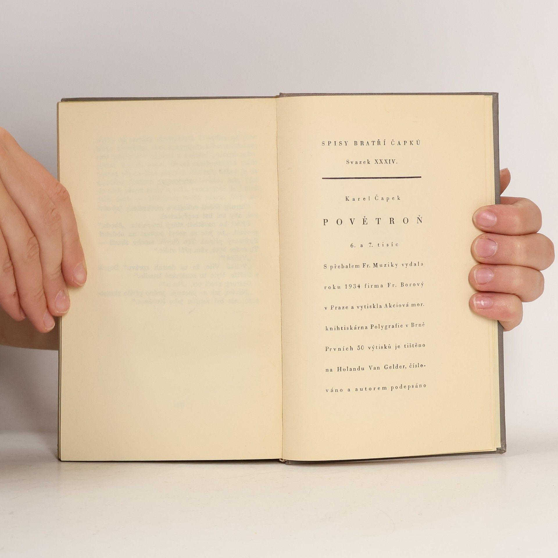 Karel Čapek Spisy bratří Čapků: Povětroň