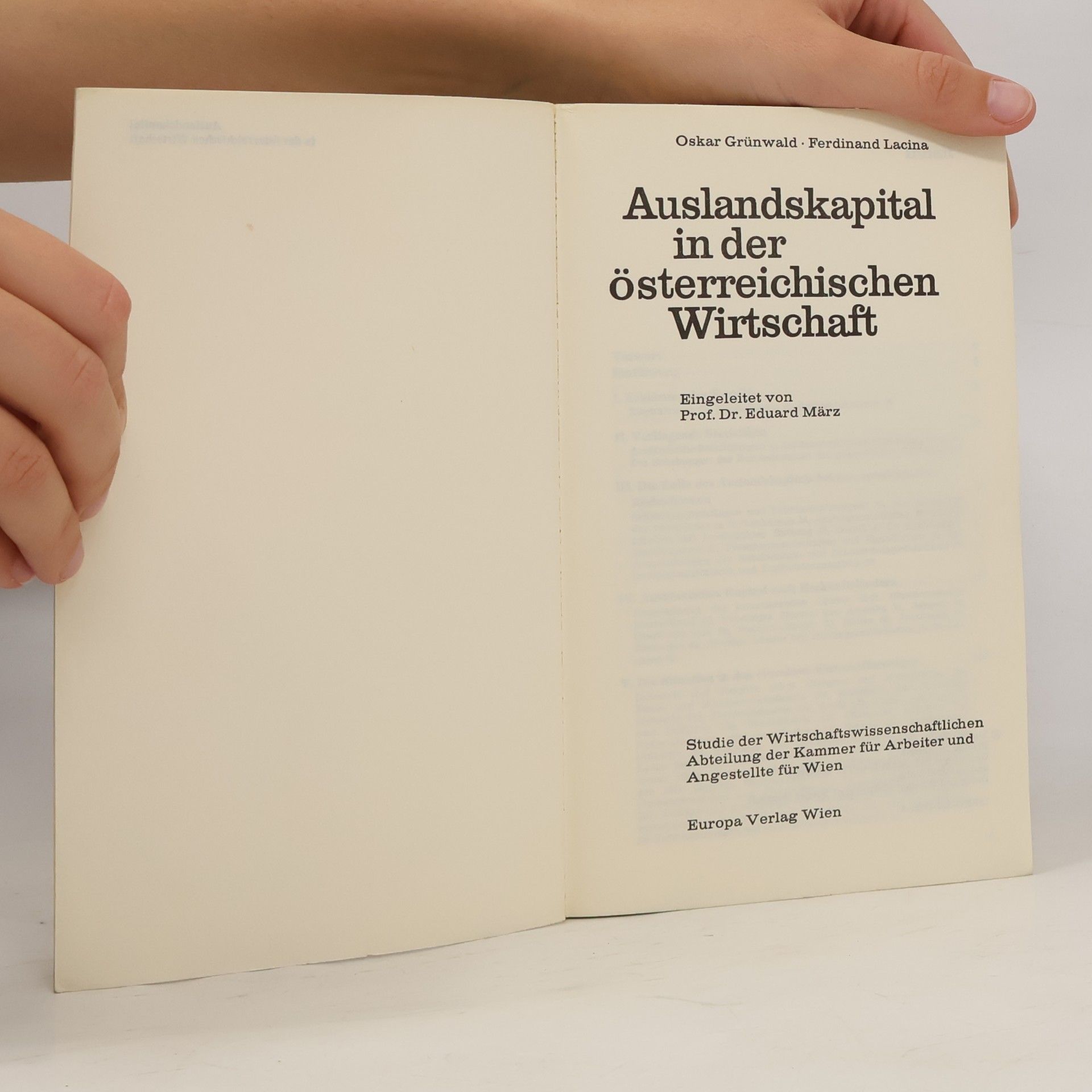Oskar Grünwald Auslandskapital in der österreichischen Wirtschaft