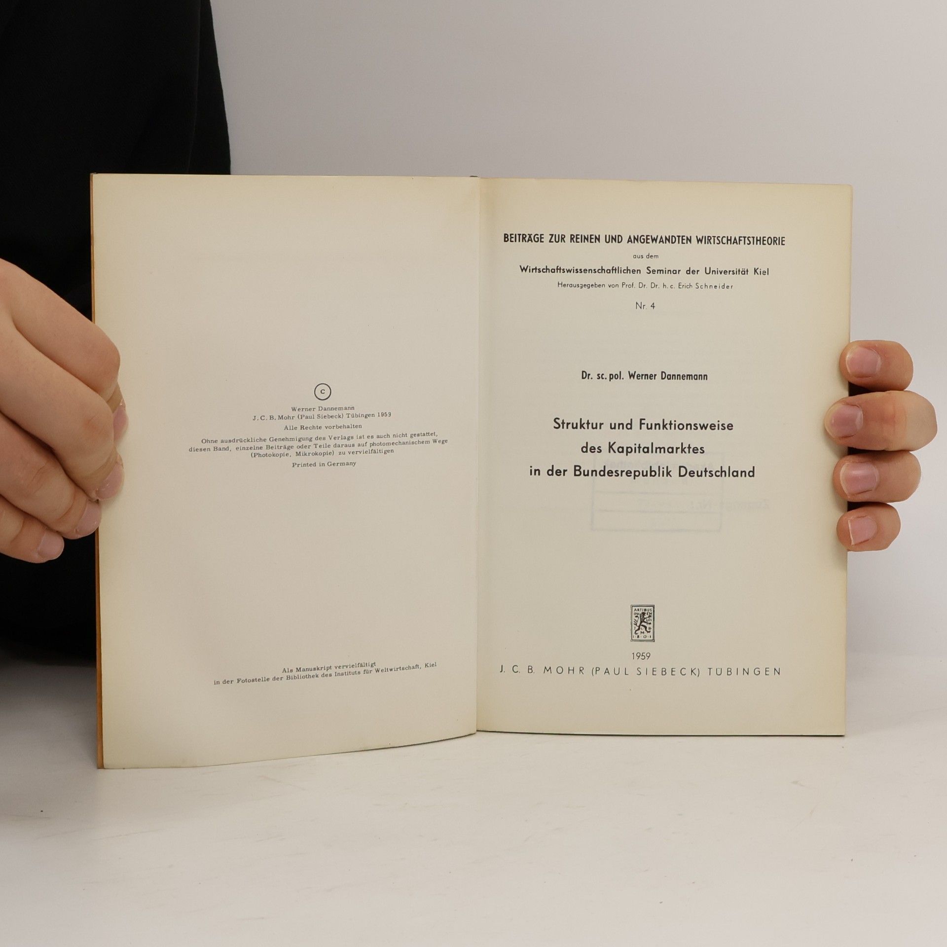 Werner Dannemann Struktur und Funktionsweise des Kapitalmarktes in der Bundesrepublik Deutschland