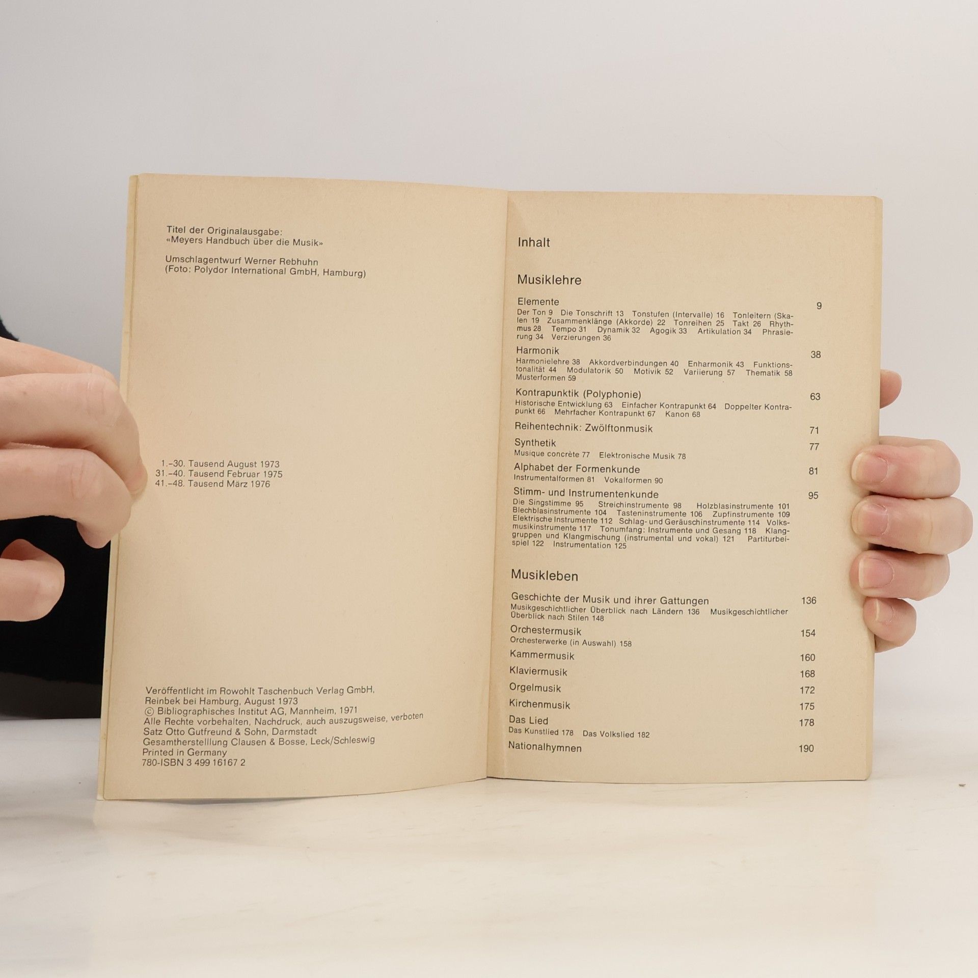 Heinrich Lindlar Rororo Musikhandbuch. Band 1
