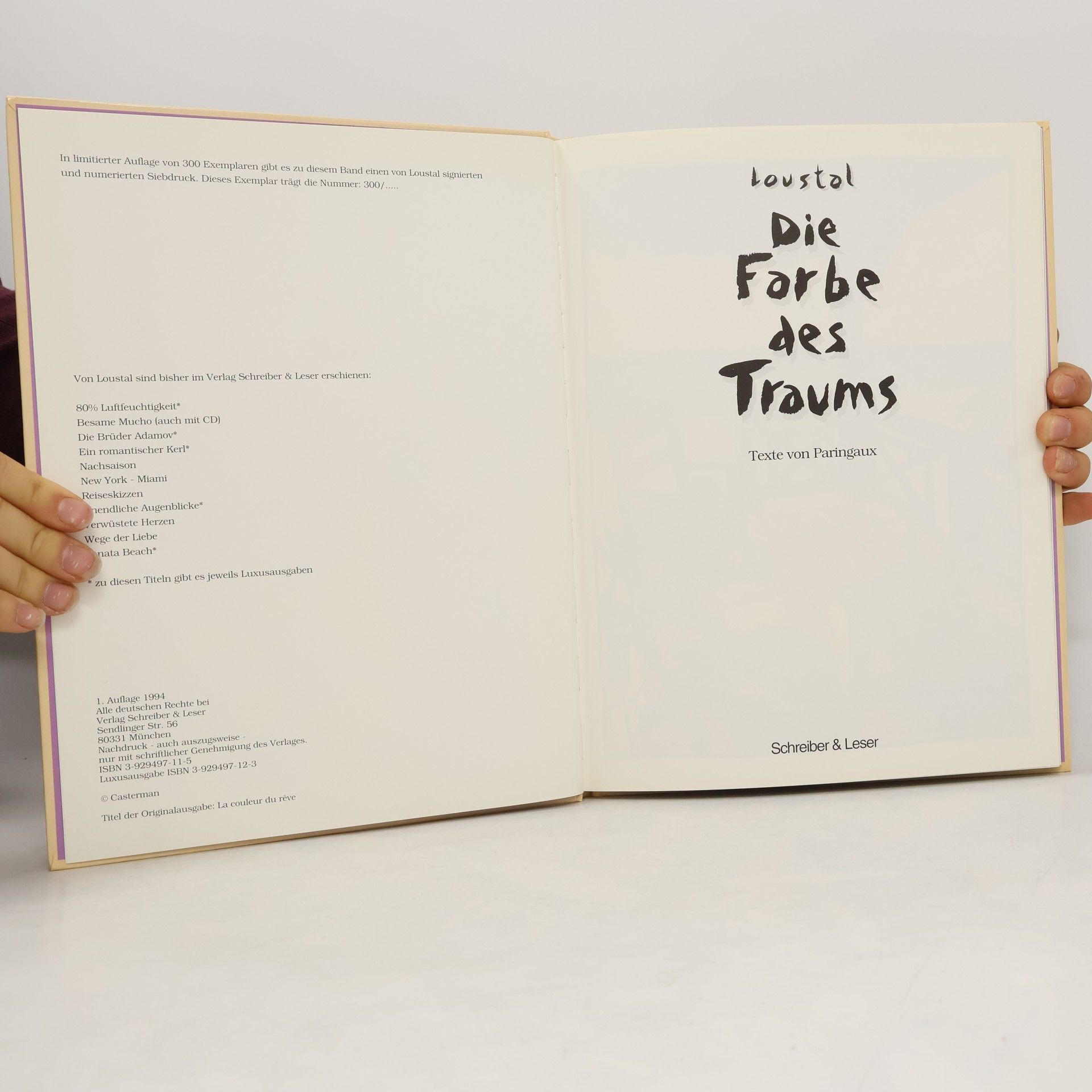 Jacques de Loustal Die Farbe des Traums: Luxusausgabe