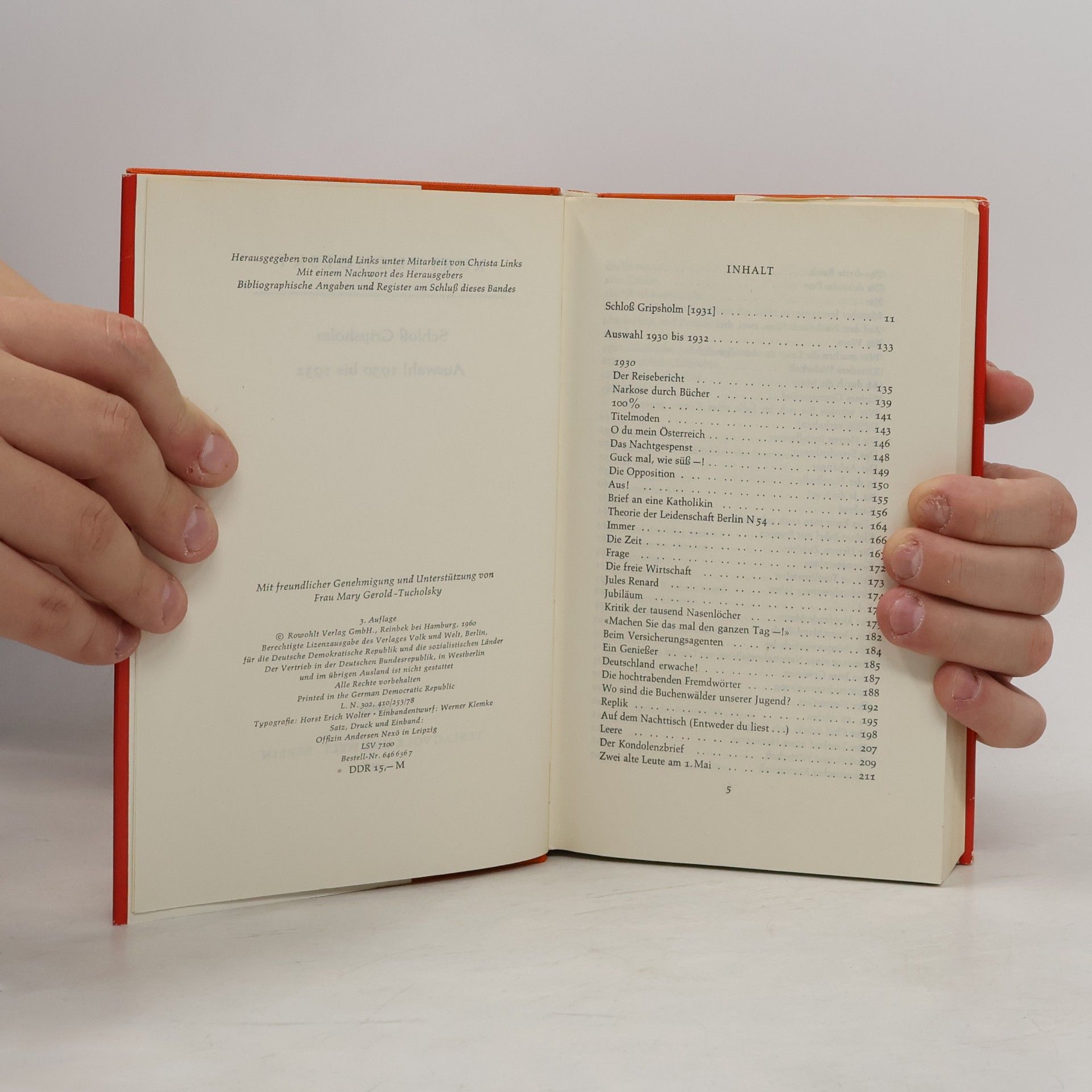 Kurt Tucholsky Schloß Gripsholm - Auswahl 1930 bis 1932