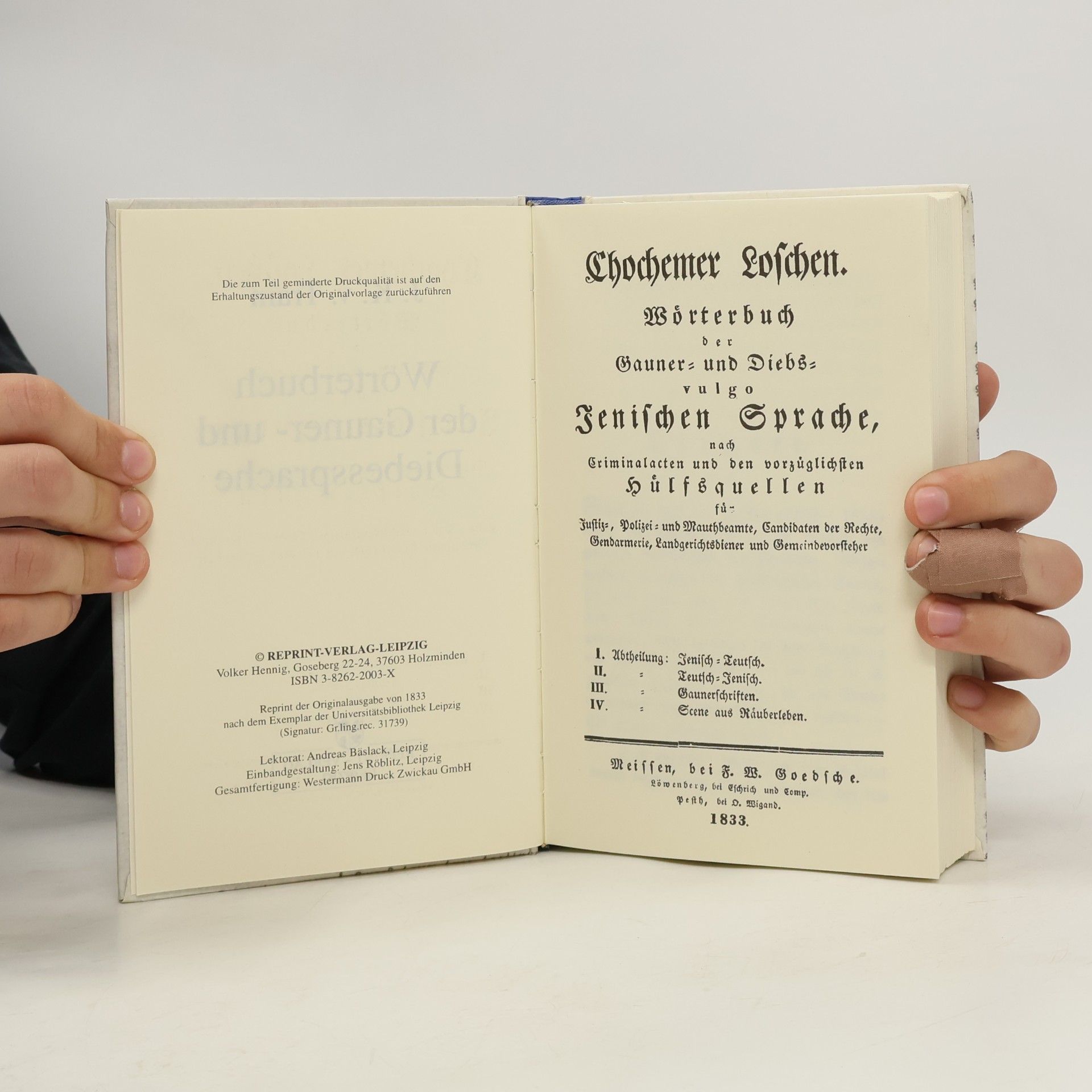 Various authors Wörterbuch der Gauner und Diebessprache