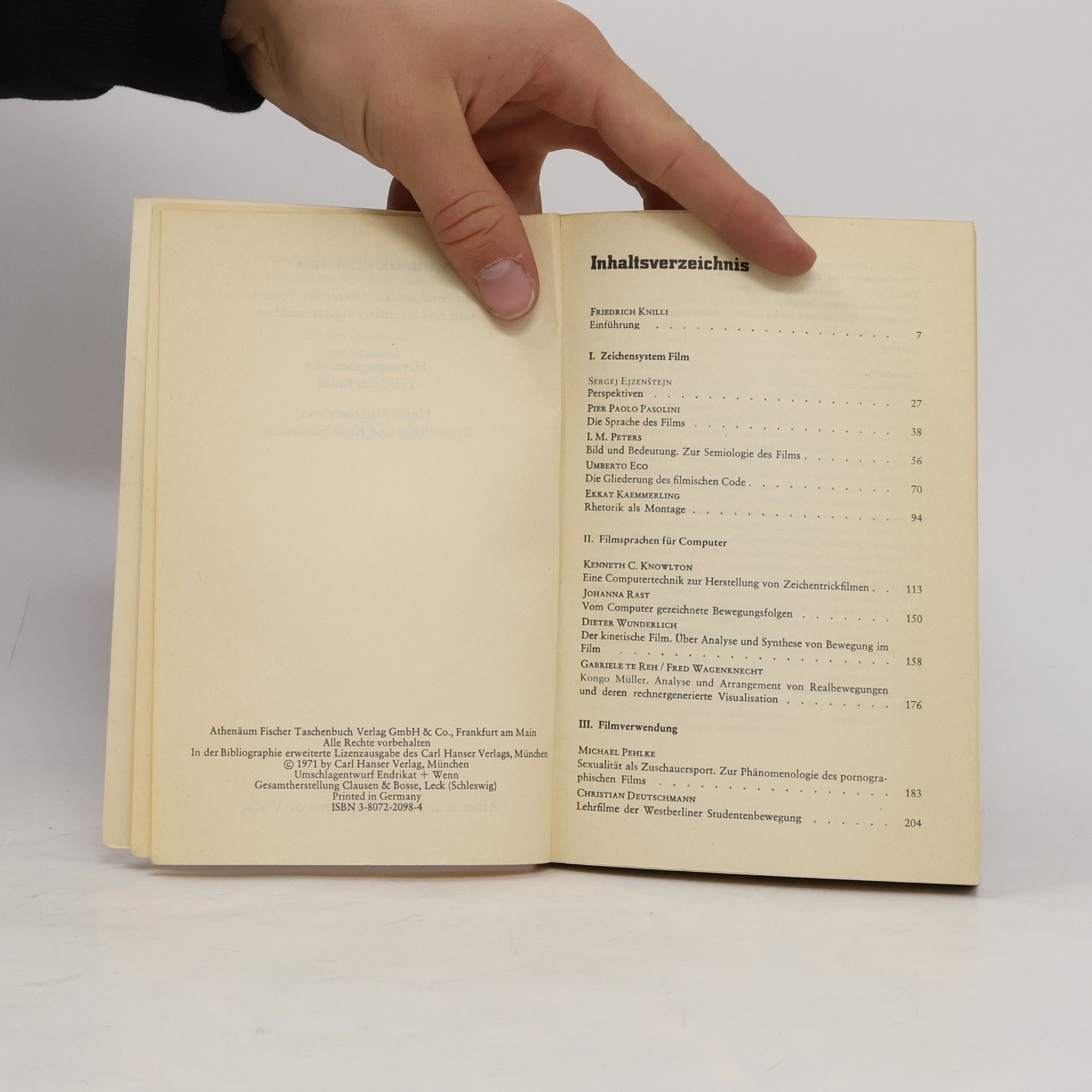 Friedrich Knilli Fischer Athenäum Taschenbücher - 2098: Semiotik des Films
