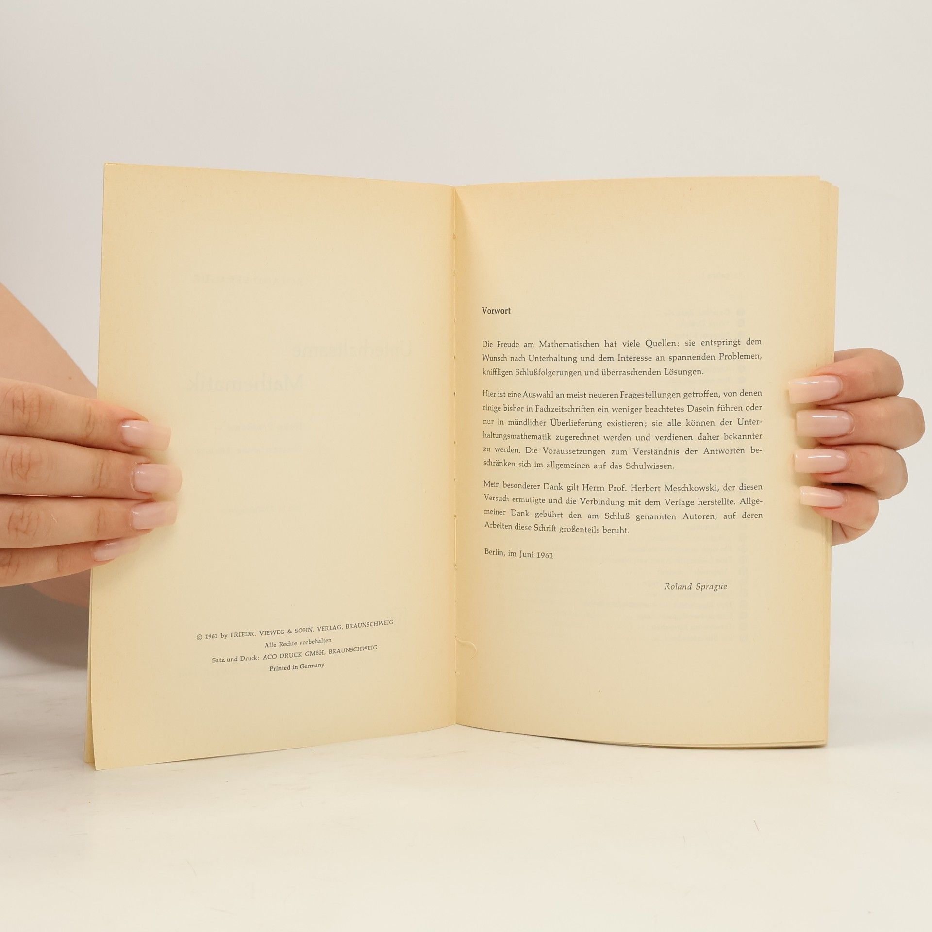 Roland Sprague Unterhaltsame Mathematik