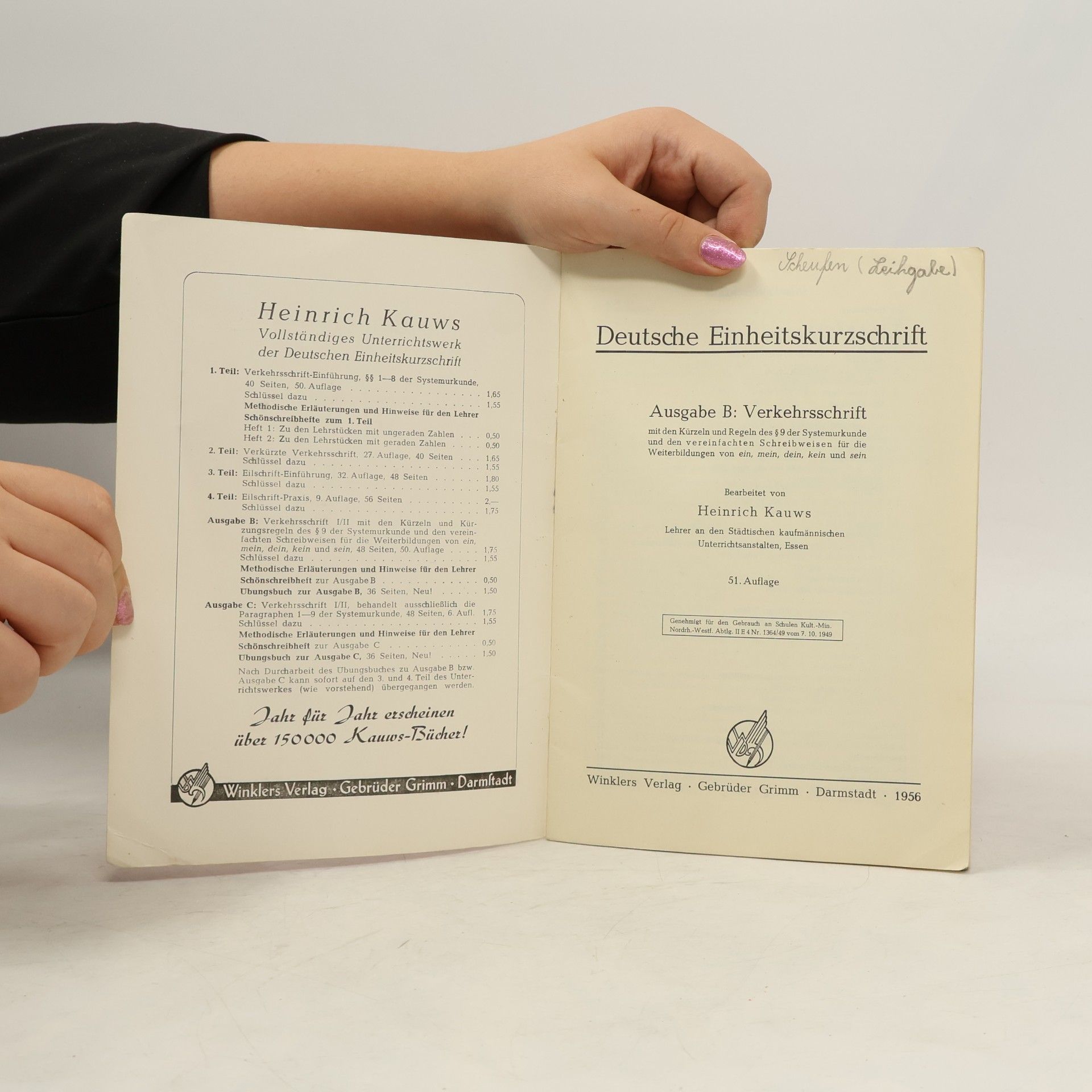 Heinrich Kauws Deutsche Einheitskurzschrift. Ausgabe B: Verkehrsschrift