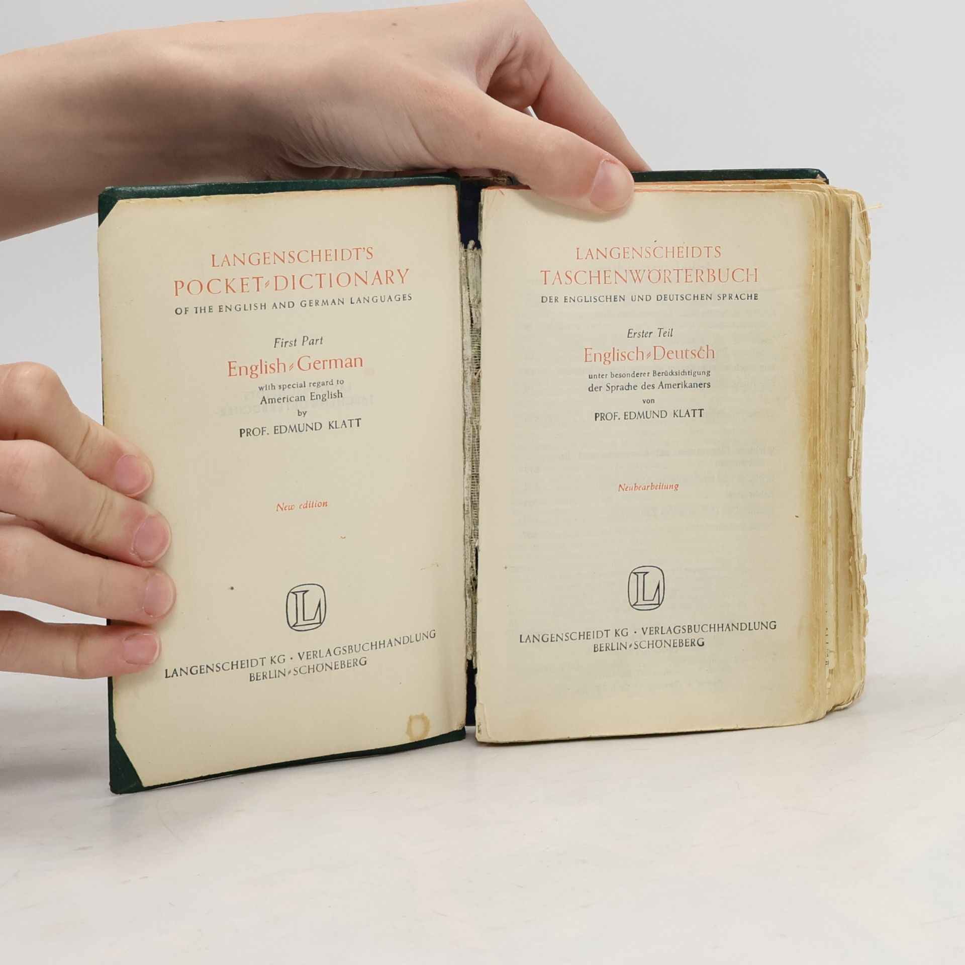 Edmunt Klatt LANGENSCHEIDT'S POCKET DICTIONARY OF THE ENGLISH AND GERMAN LANGUAGES (LANGENSCHEIDTS TASCHENWÖRTERBUCH DER ENGLISCHEN UND DEUTSCHEN SPRACHE) First Part English German