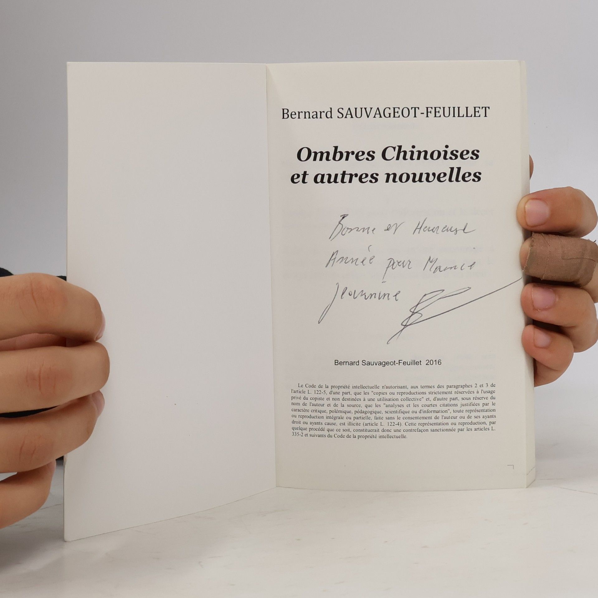 Bernard Sauvageot-Feuillet Ombres chinoises et autres contes. Tome I.