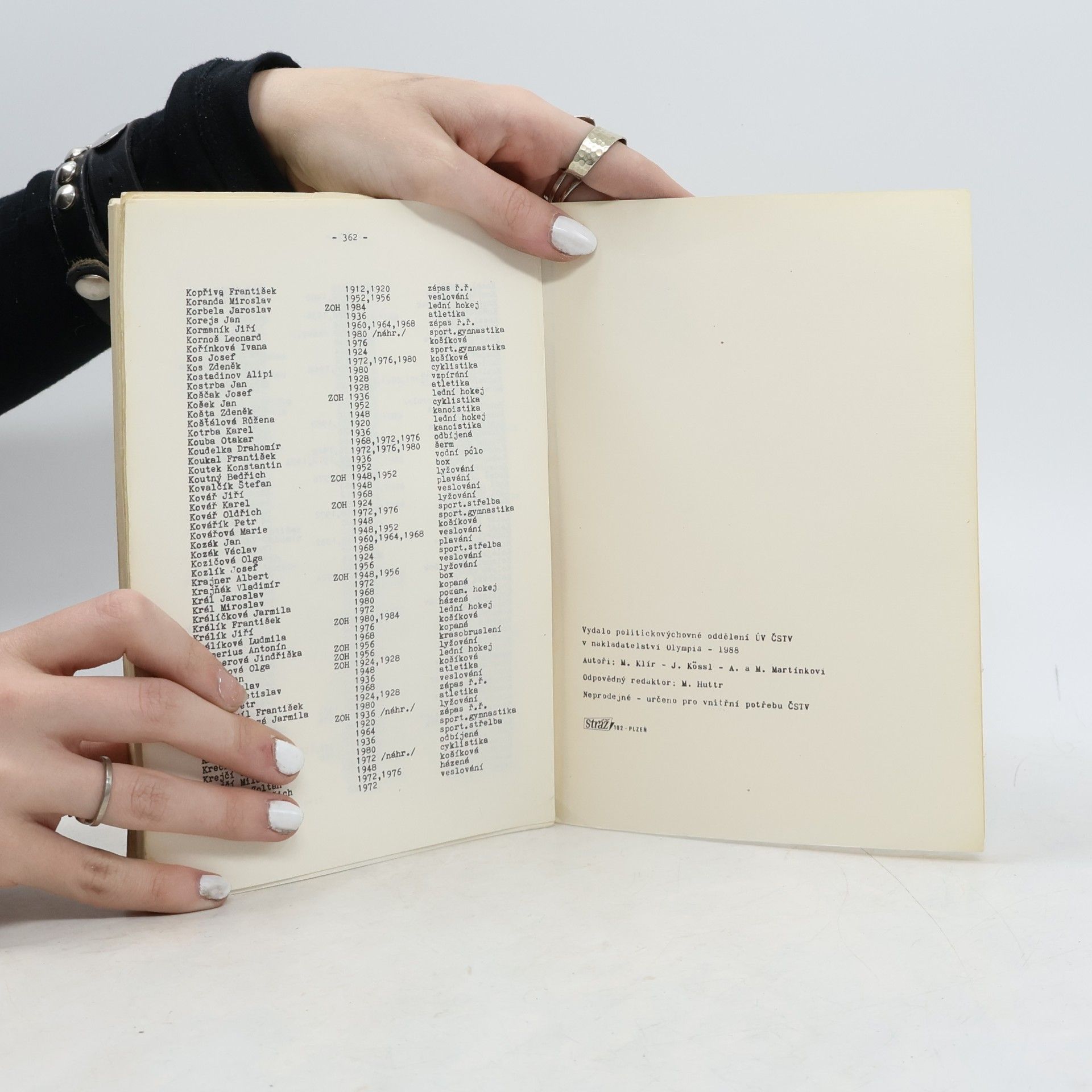 M. Klír Almanach československých olympioniků