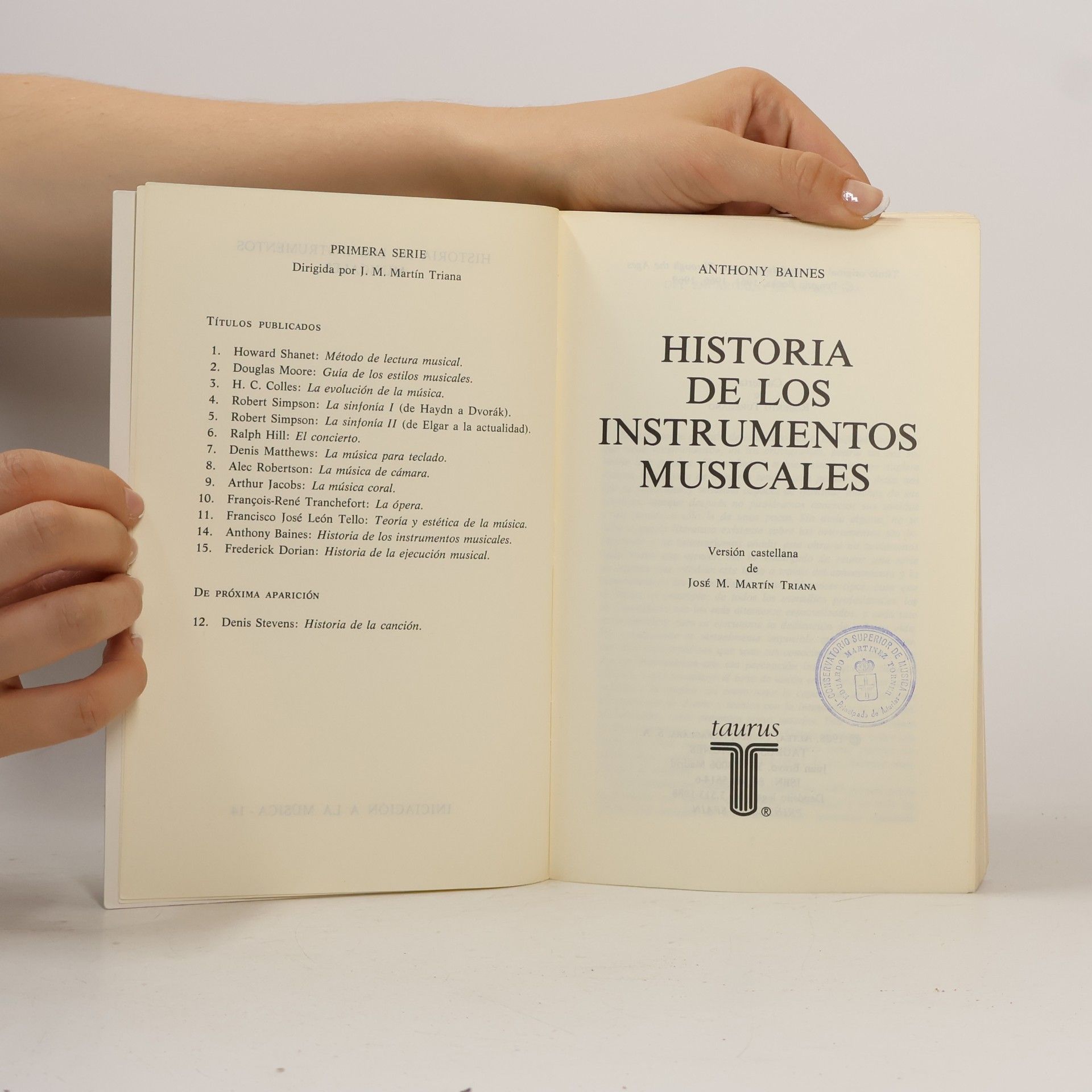 Anthony Baines Historia de los instrumentos musicales