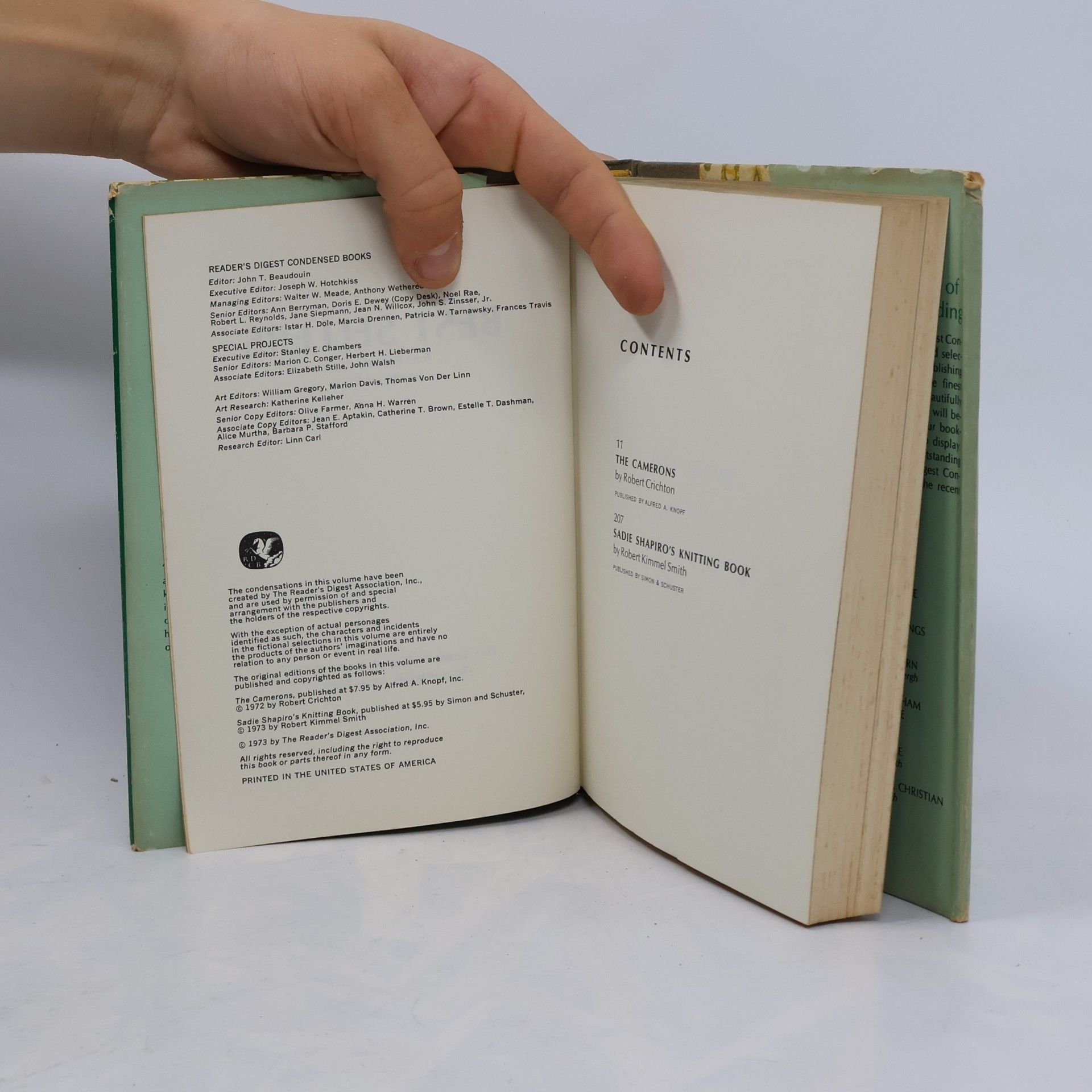 Robert Crichton Best Sellers From Reader's Digest Condensed Books. The Camerons. Sadie Shapiro's Knitting Book