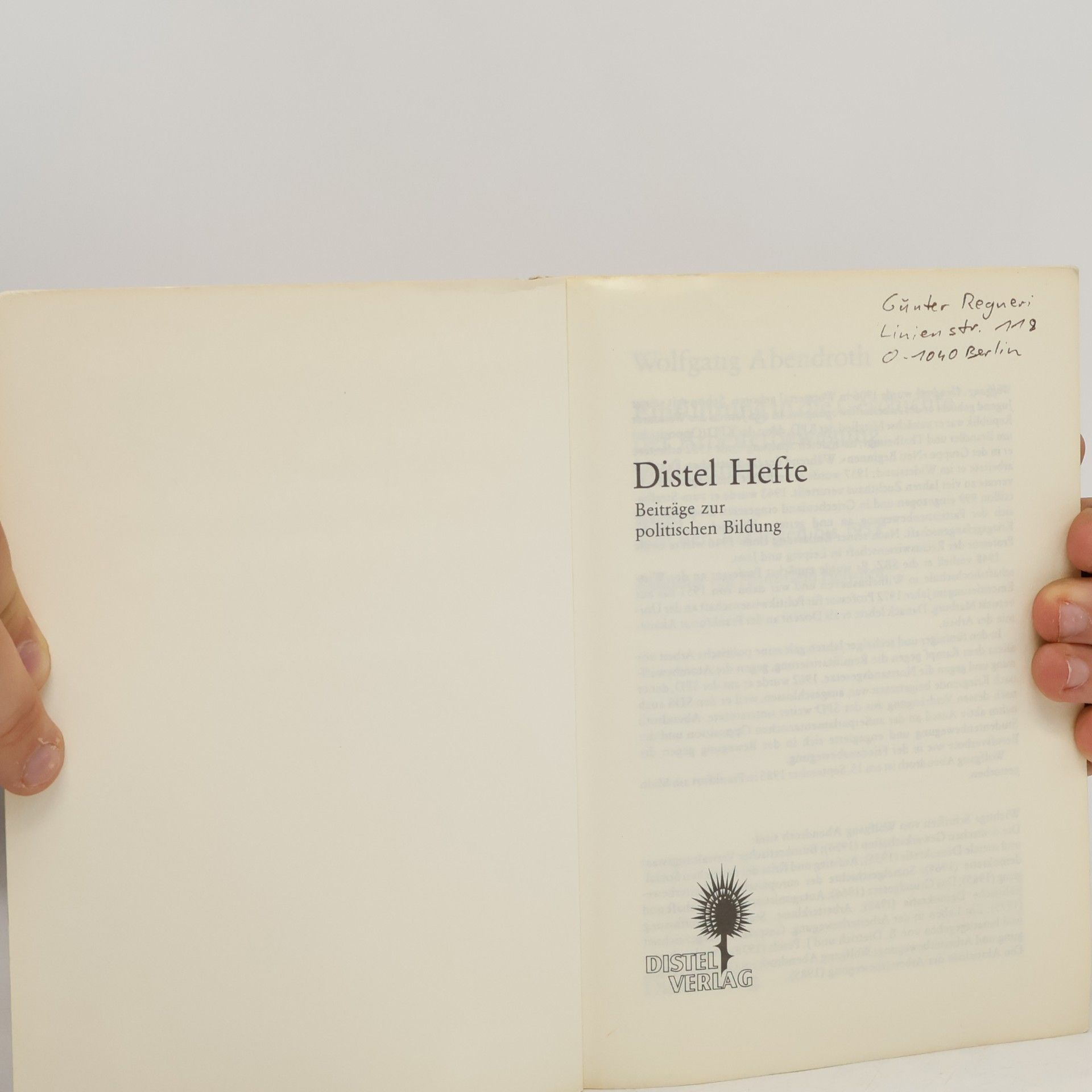 Wolfgang Abendroth Einführung in die Geschichte der Arbeiterbewegung, Band 1. Von der Anfängen bis 1933