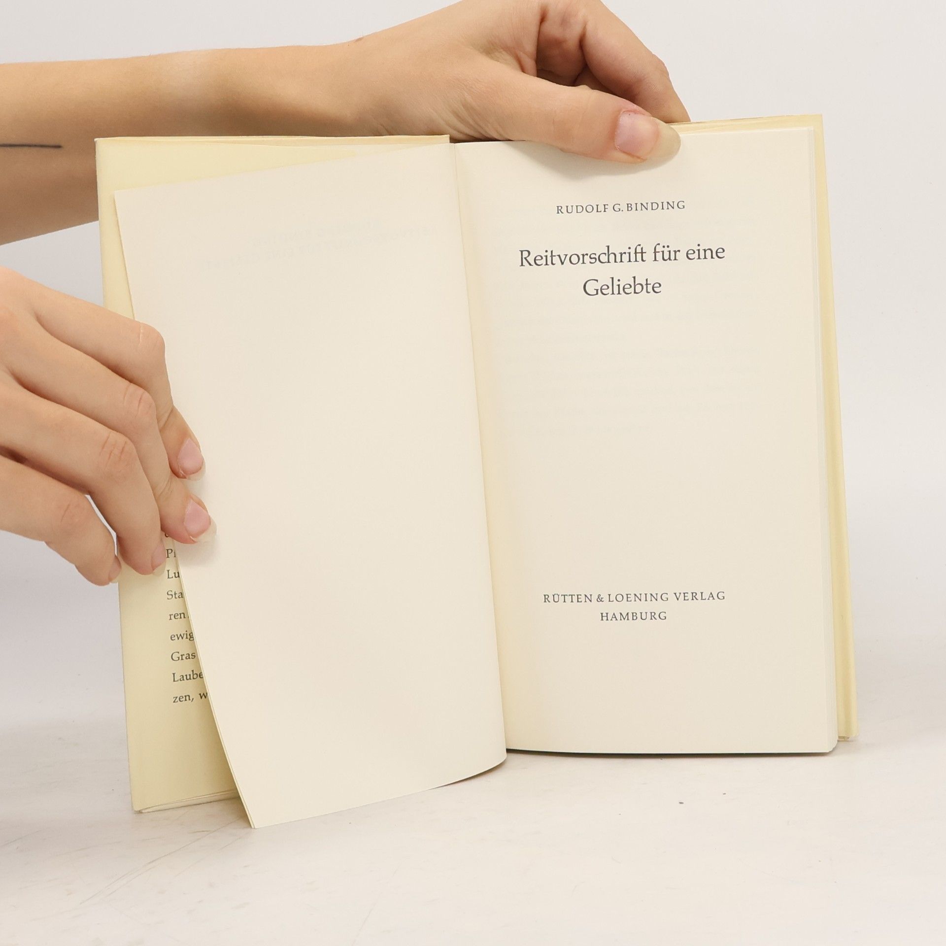 Rudolf G. Binding Reitvorschrift für eine Geliebte