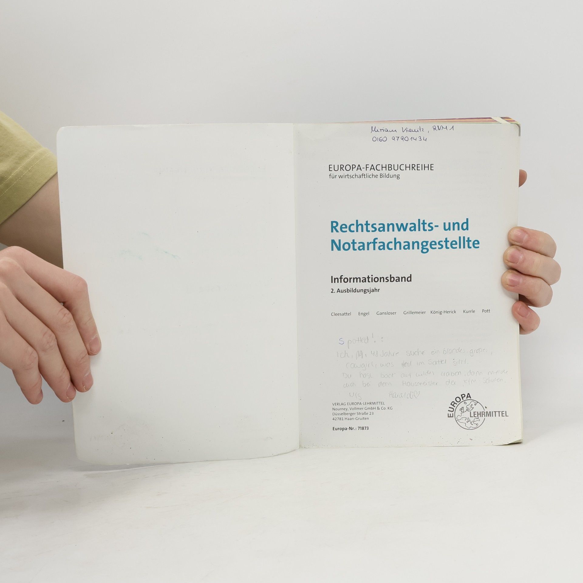 Thomas Cleesattel Rechtsanwalts- und Notarfachangestellte, 2. Ausbildungsjahr, Informationsband