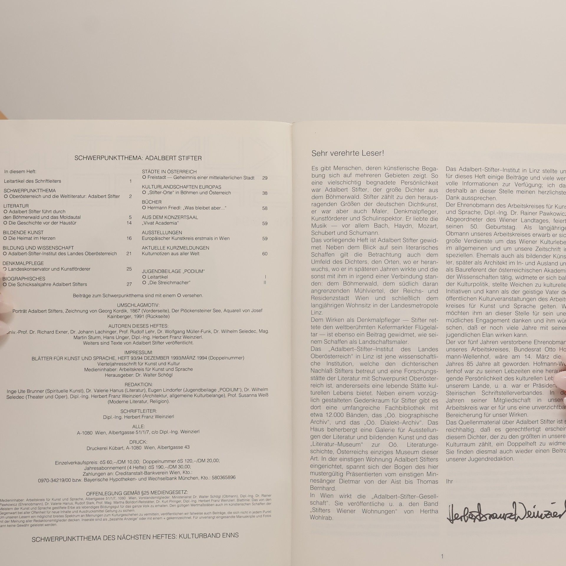 Adalbert Stifter Kunst und Sprache Nr. 93/94