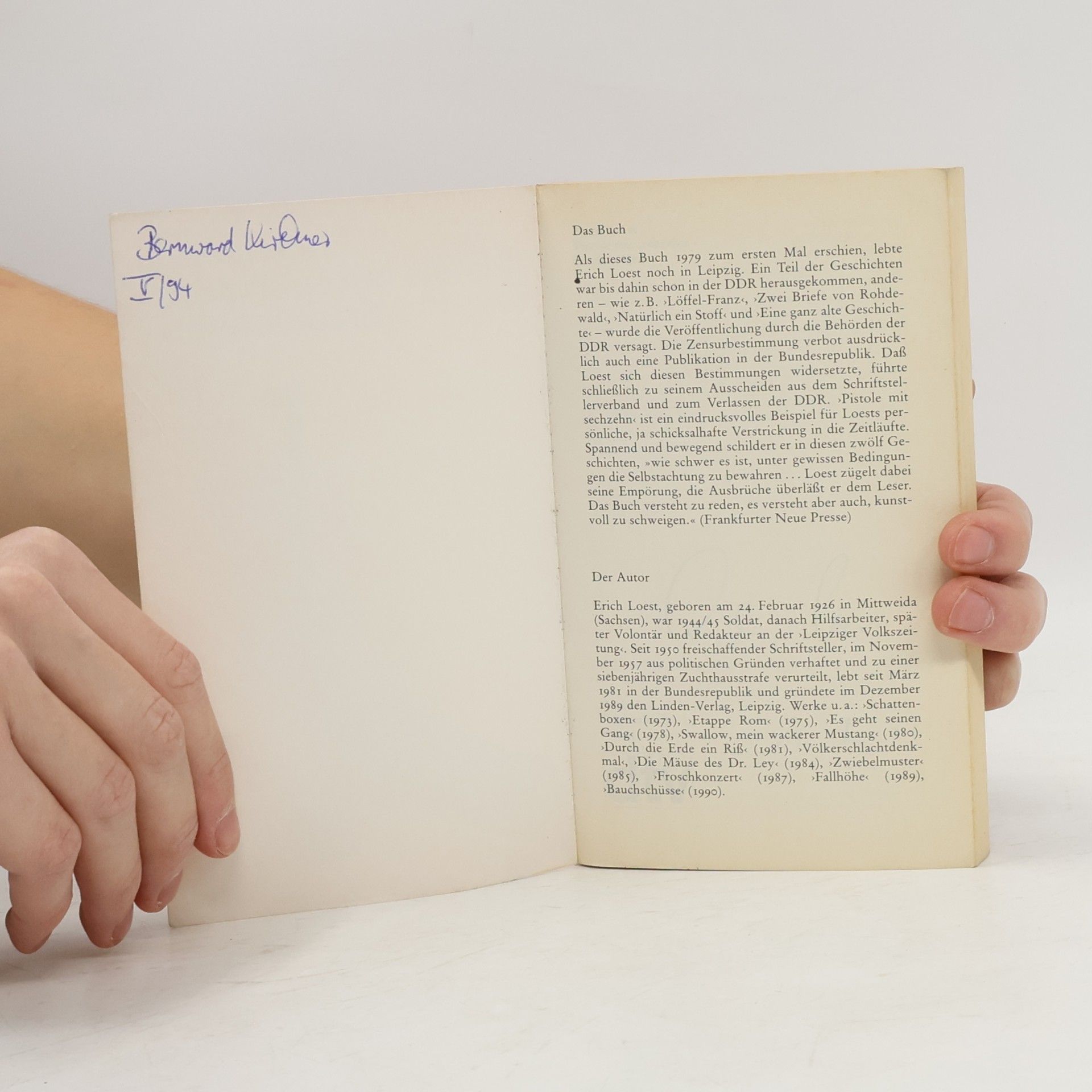 Erich Loest Pistole mit sechzehn Erzählungen