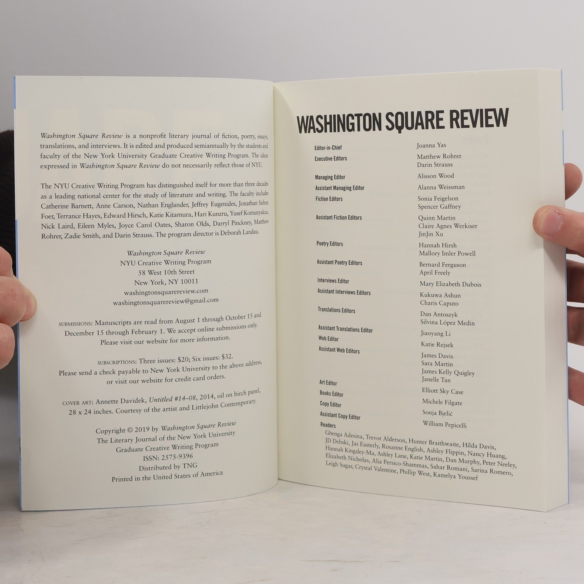 Annette Davidek Washington Square Review Spring 2019