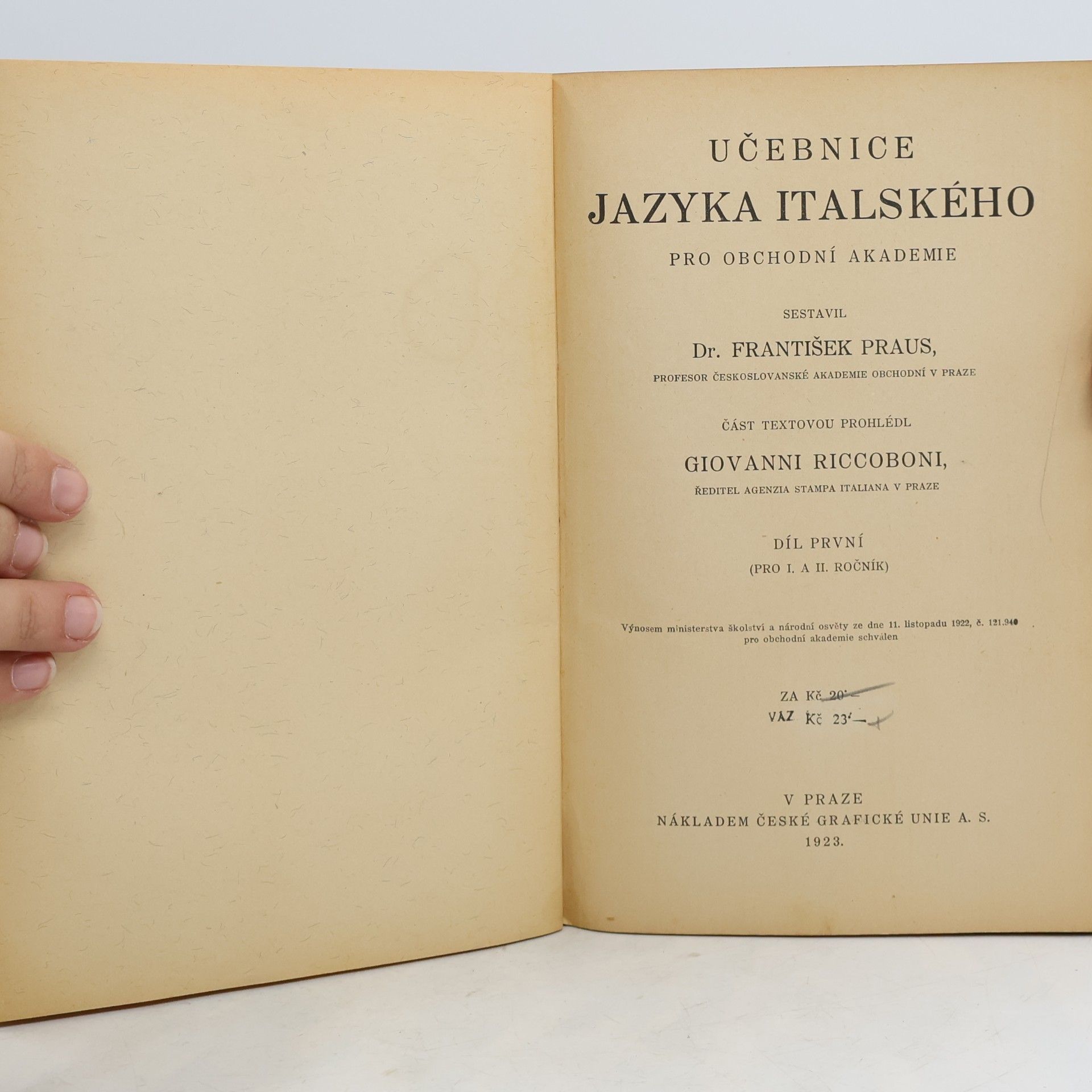 František Praus Učebnice jazyka italského, díl I