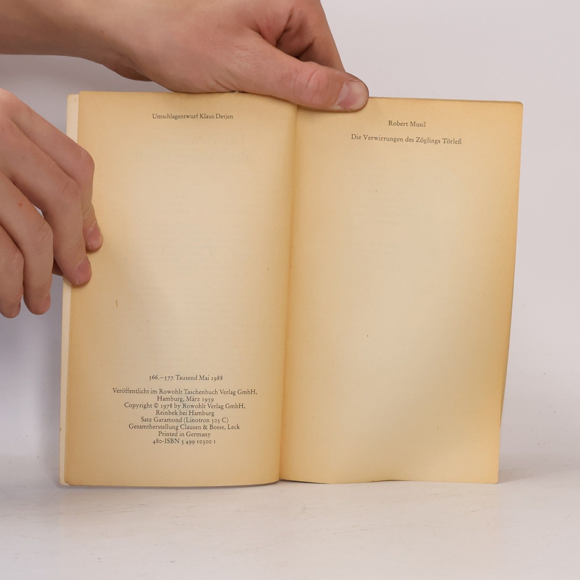 Robert Musil Die Verwirrungen des Zöglings Törleß