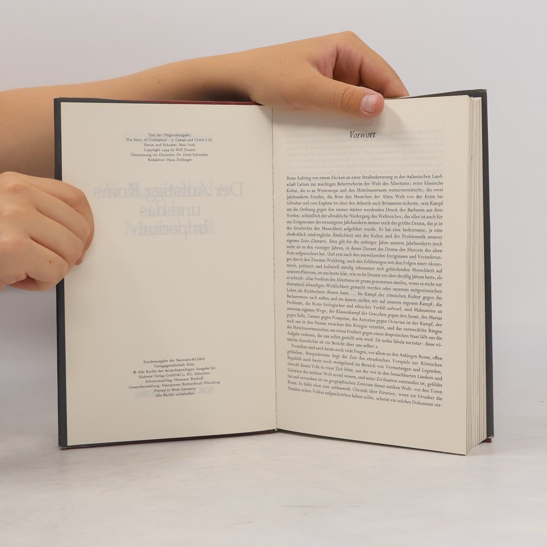 Ariel Durant Kulturgeschichte der Menschheit . Der aufstieg Roms und das Imperium.
