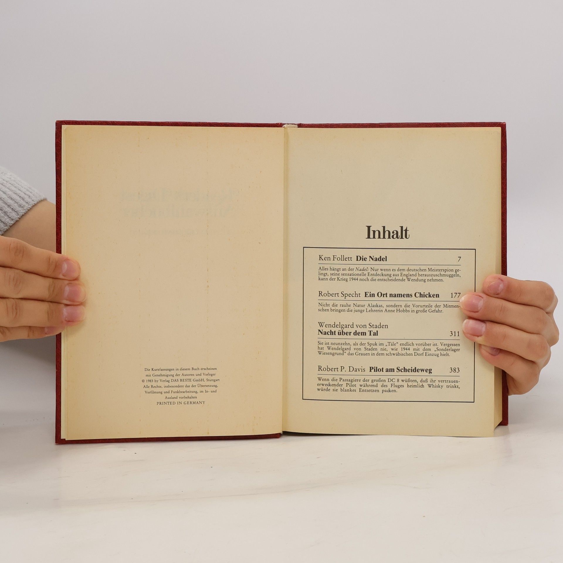 Ken Follett Readers Digest Auswahlbücher. Die Nadel. Ein Ort Namens Chicken. Nacht über dem Tal. Pilot am Scheideweg.