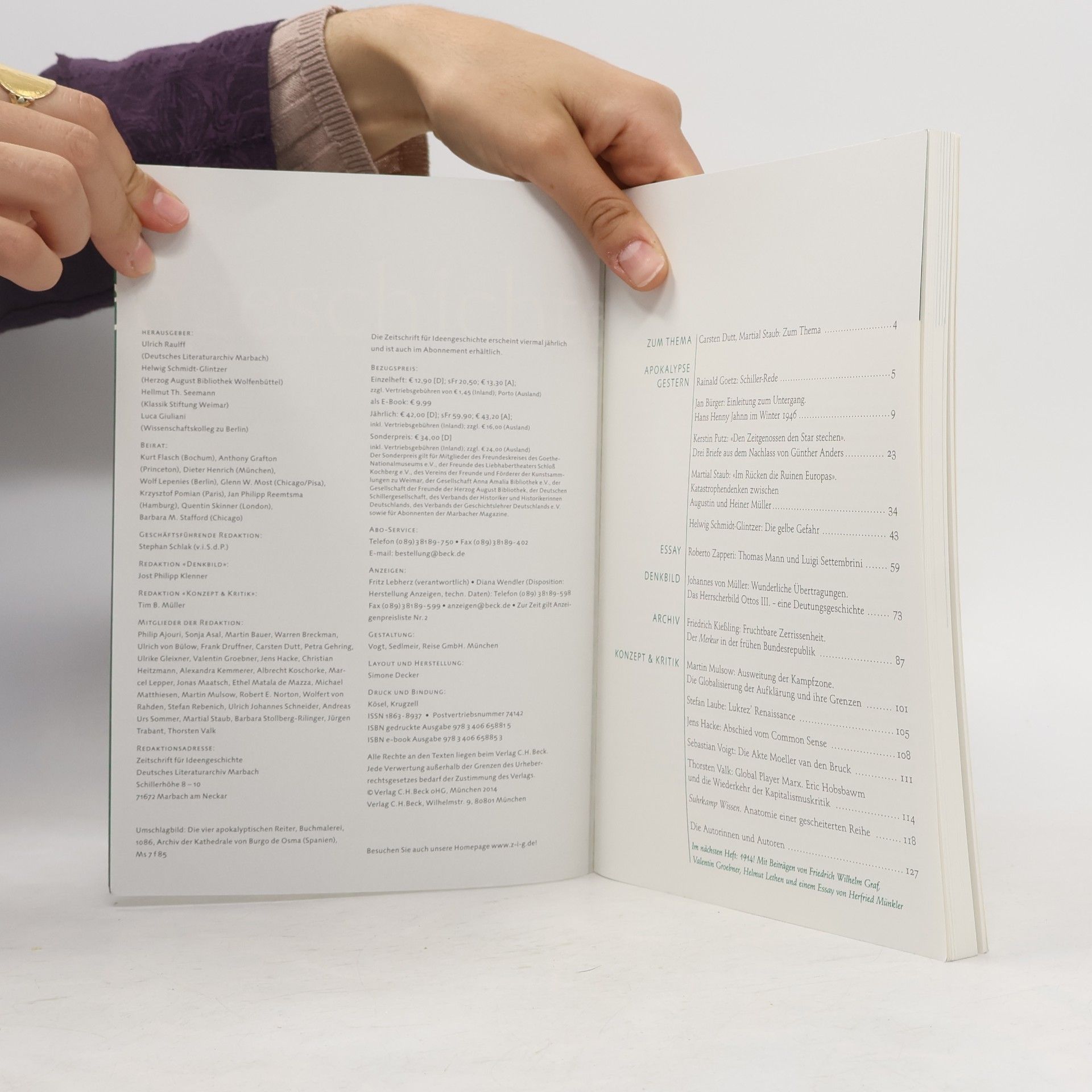 Autorenkollektiv Zeitschrift für Ideengeschichte Heft VIII/1 Frühjahr 2014: Apokalypse gestern