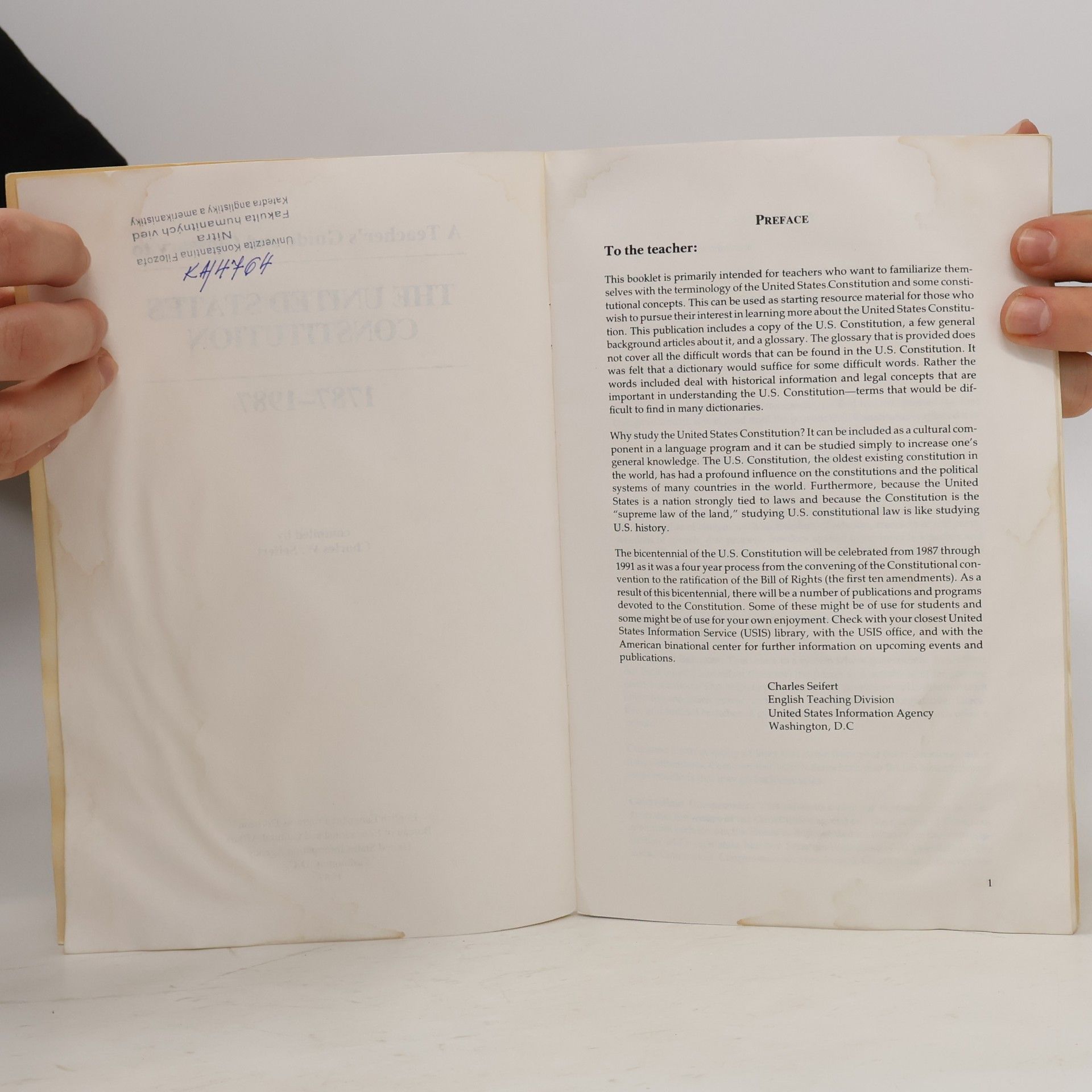 Charles W. Seifert The United States Constitution