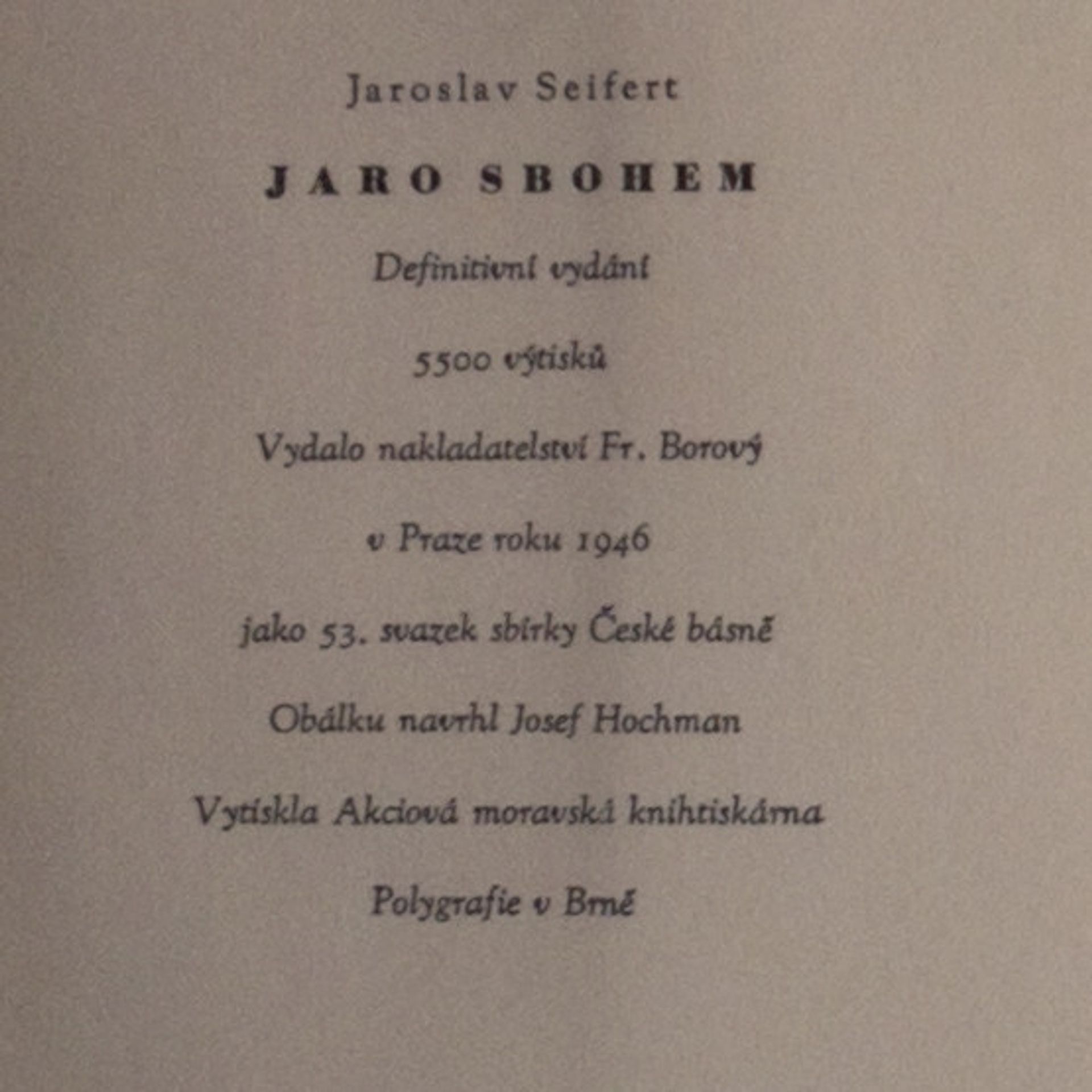 Jaroslav Seifert Jaro sbohem