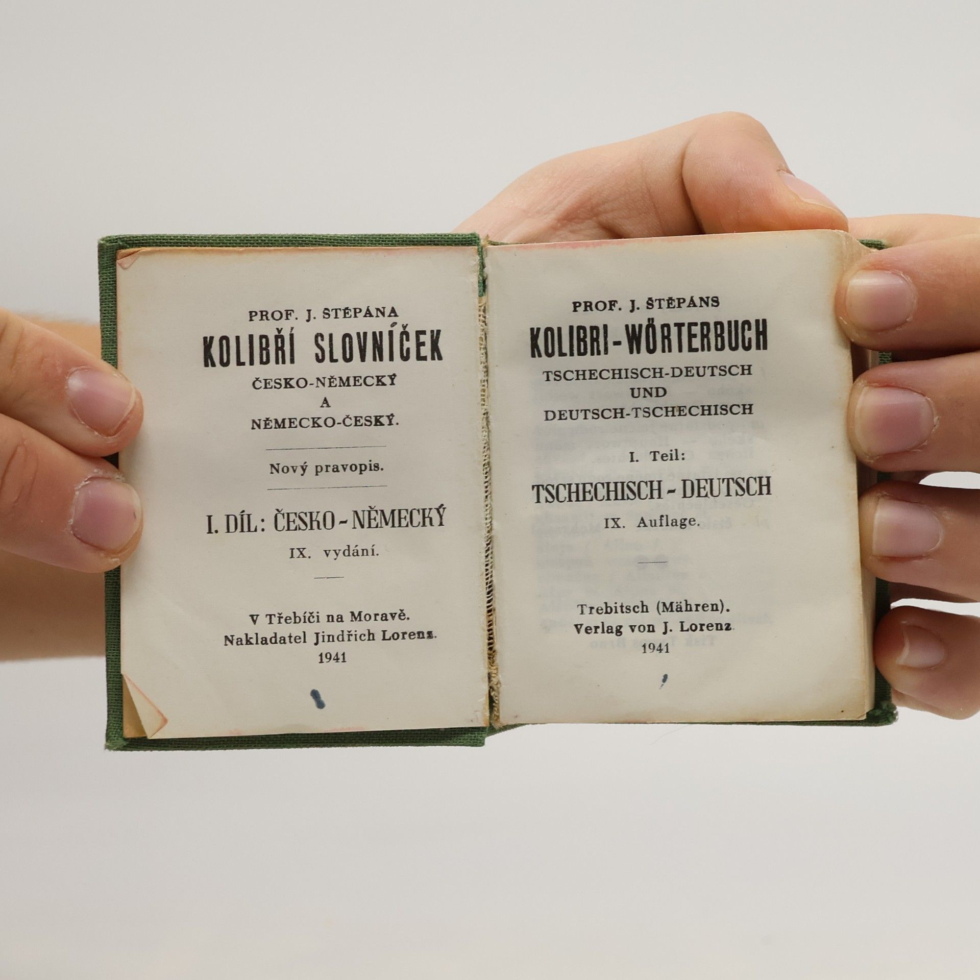 J. Štěpán Kolibří slovníček česko-německý a německo-český I. díl česko-německý