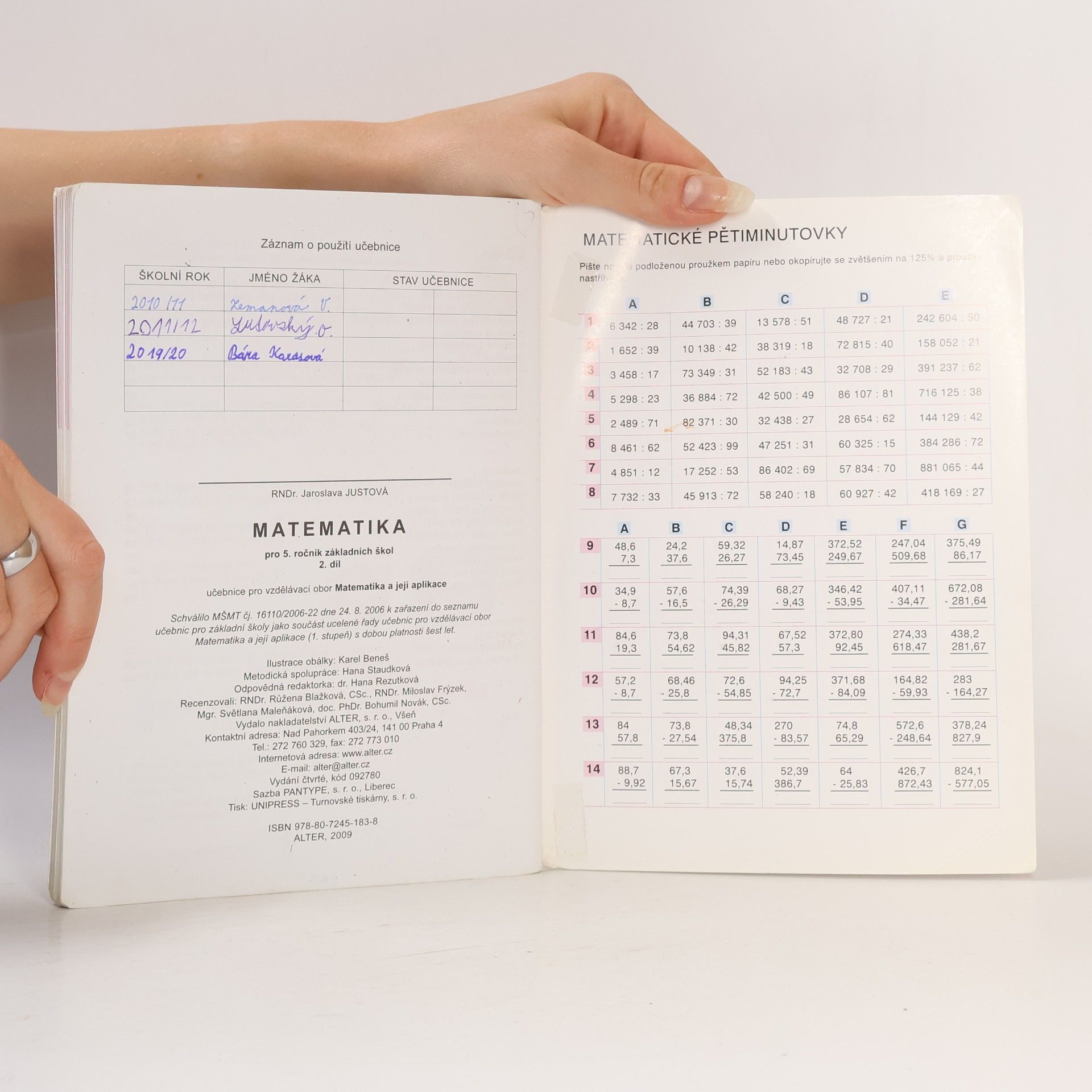 Jaroslava Justová Matematika pro 5. ročník ZŠ. Druhý díl